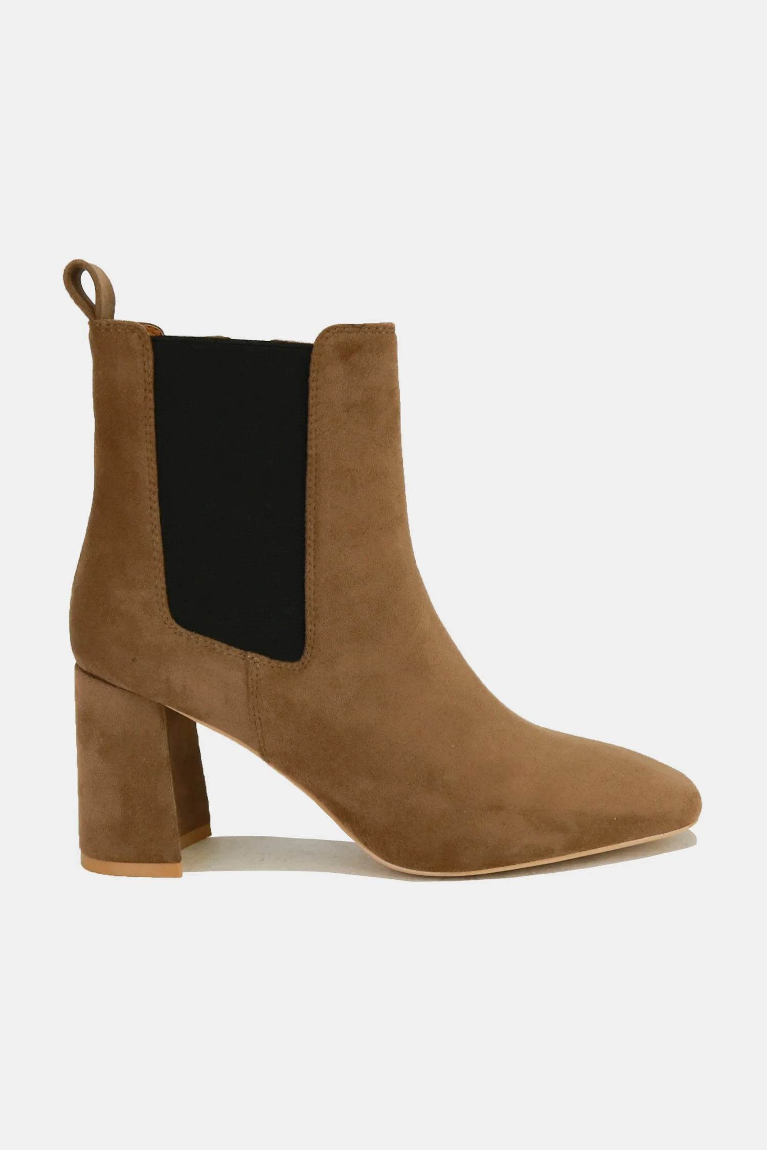 Beast Fashion Women's Faux Suede Chelsea Boots with Block Heel & Elastic Side Panels - Comfortable Ankle Booties for Fall Winter Outfits, Office Wear & Casual Style