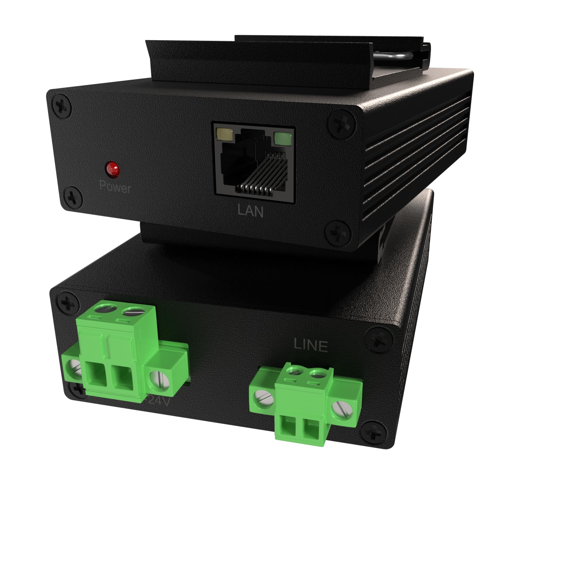 DIN-Rail Mount Ethernet Extender - 10/100 BaseT, 1000m (3280ft) Range Over 2-Wire/BNC, 12-24VDC, Plug & Play | Low Power, Compact Design for Industrial Automation, Security Systems & Remote Monitoring
