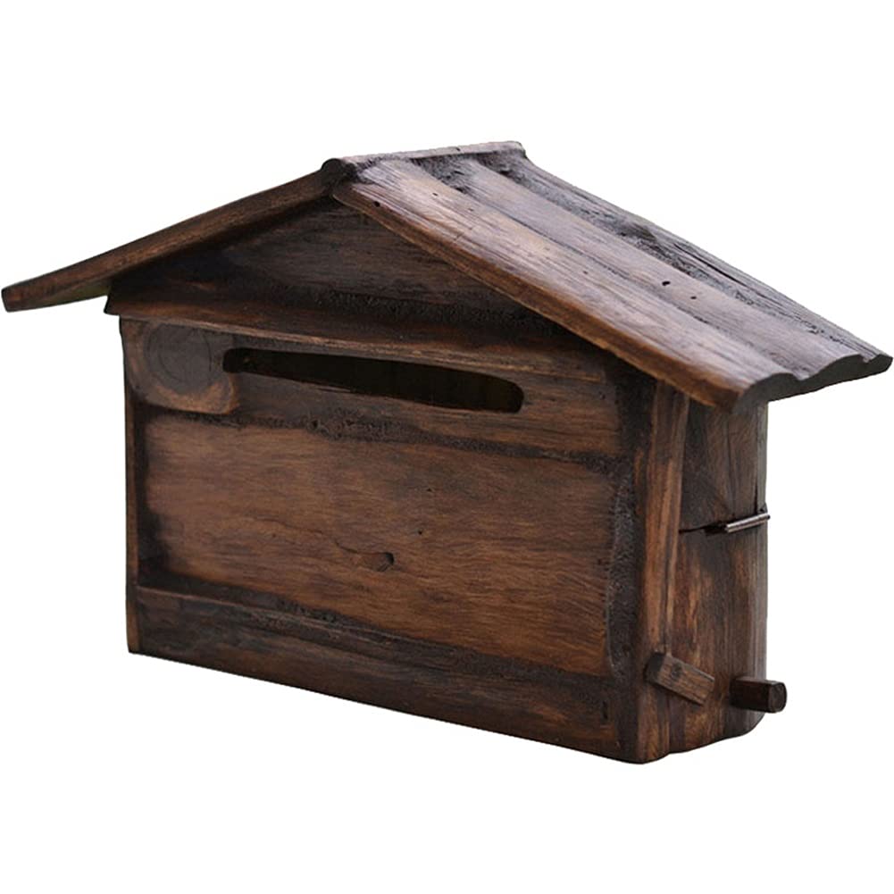 Rustic Wooden Mailbox for Outdoor Garden & Villa - Handcrafted Wall Mounted Mailbox with Decorative Inbox - Perfect for Farmhouse, Cottage, and Countryside Home Decor