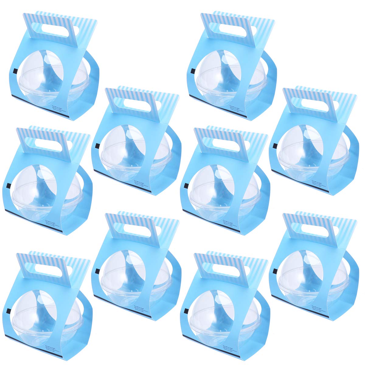 UPKOCH 10-Pack Clear Plastic Ball-Shaped Cake Containers - Disposable Round Dessert Domes for Mousse, Cupcakes & Party Treats - Perfect for Bakery, Catering & Home Baking (Blue)