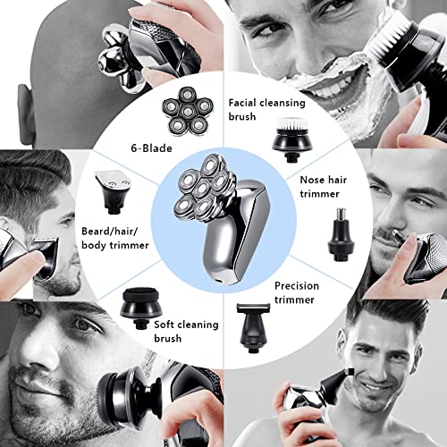 6-in-1 Electric Razor for Men - USB Rechargeable Wet/Dry Shaver with Fast Charging & Waterproof Design - Perfect for Travel, Home & Gym Use - Beard Trimmer & Shaving Machine for Smooth Shave