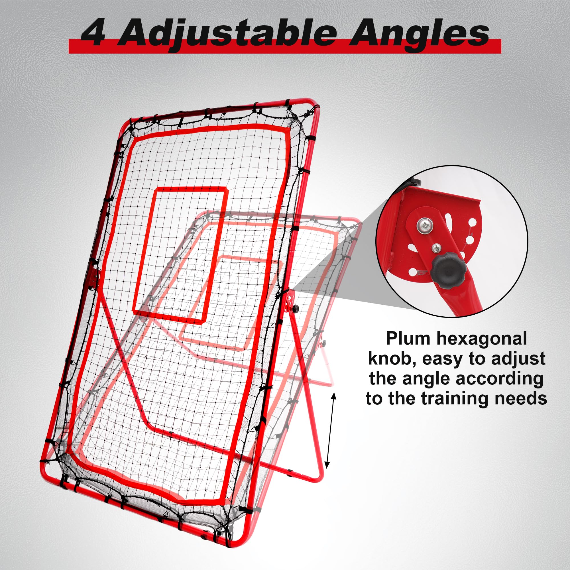 6ft x 4ft Multi-Purpose Sports Rebounder Net for Baseball, Softball, Volleyball, Lacrosse & Tennis Training - Durable Red Practice Net for Backyard, Field & Gym Use