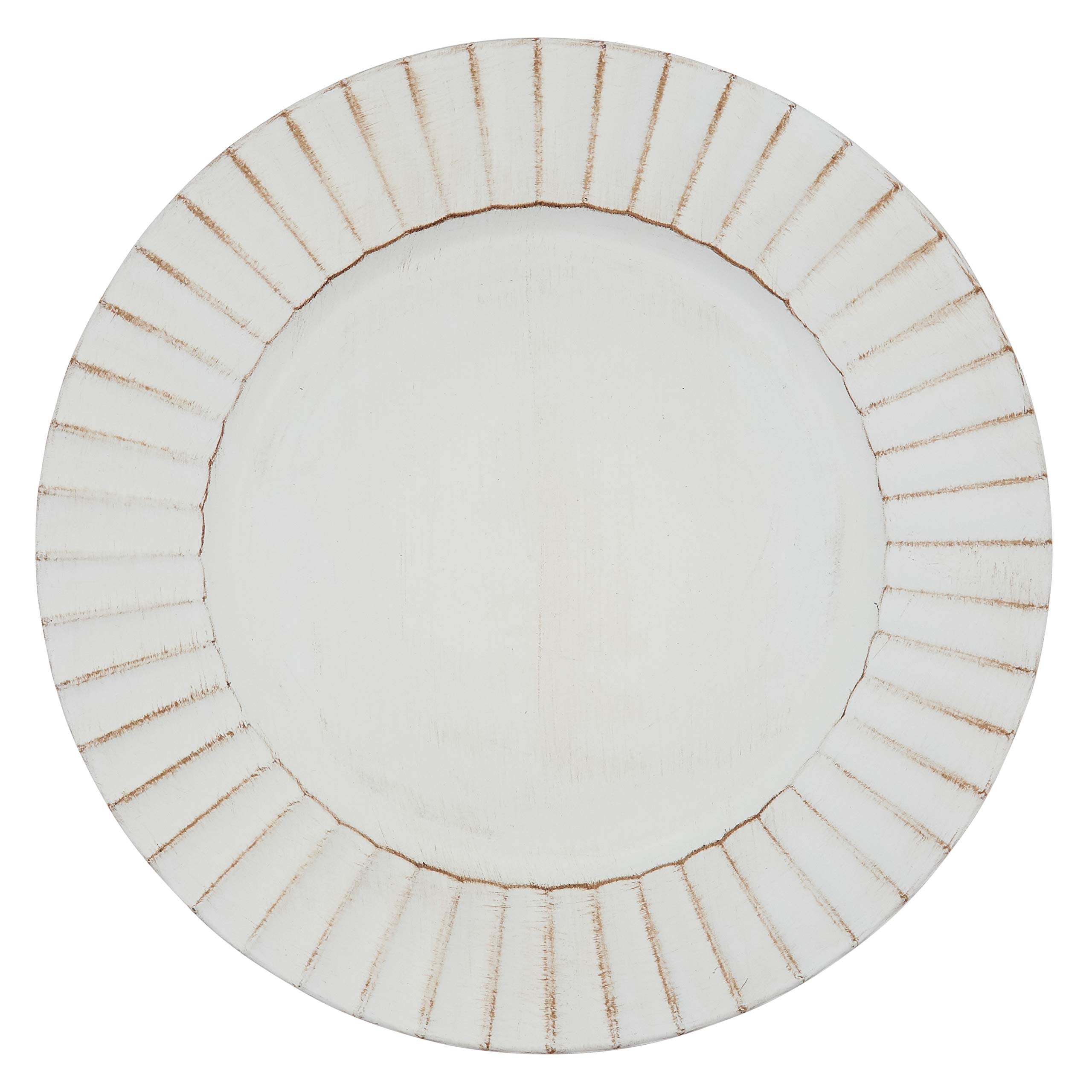 SARO LIFESTYLE Ruffled Charger Plates Set of 4 - 13 Inch Decorative Ivory Placemats for Dining Table, Wedding, Party & Home Decor