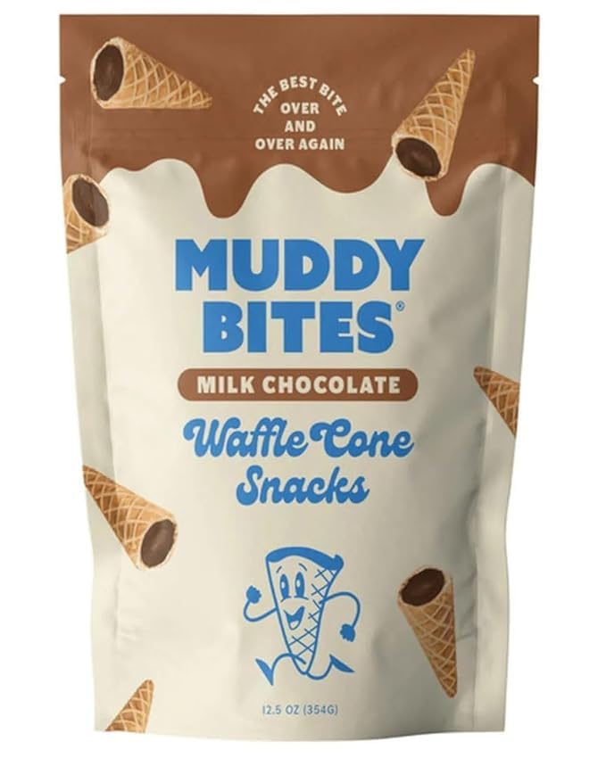 MuddyBites Milk Chocolate Waffle Cone Snacks - Crunchy Chocolate Treats, 12.5 oz - Perfect for Movie Nights, Parties & On-the-Go Snacking