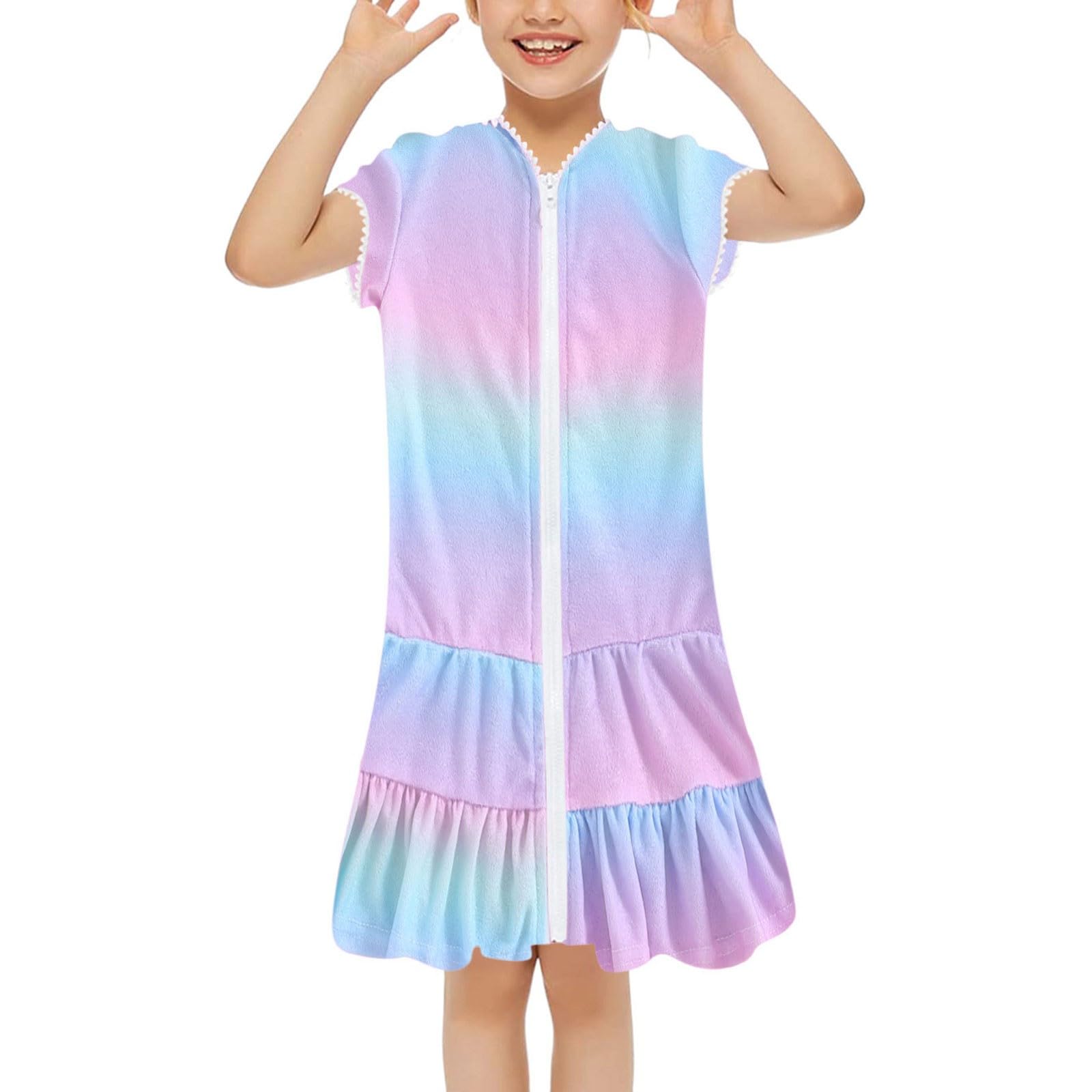 **Toddler Girls Swim Cover Up - Terry Cloth Zip-Up Bathing Suit Robe for Pool & Beach - Soft & Quick-Dry Swim Wrap for Kids**    (*Use Case: Perfect for beach trips, poolside lounging, post-swim warmth, and quick changes at water parks.*)