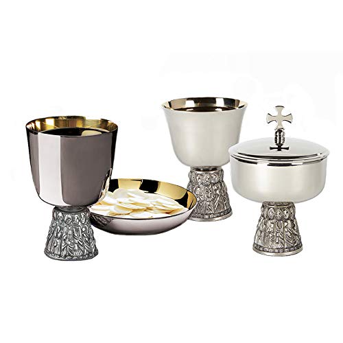 Last Supper Chalice, Ciborium and Common Cup Set - Holy Communion Set for Church Services, Christian Ceremonies & Home Worship