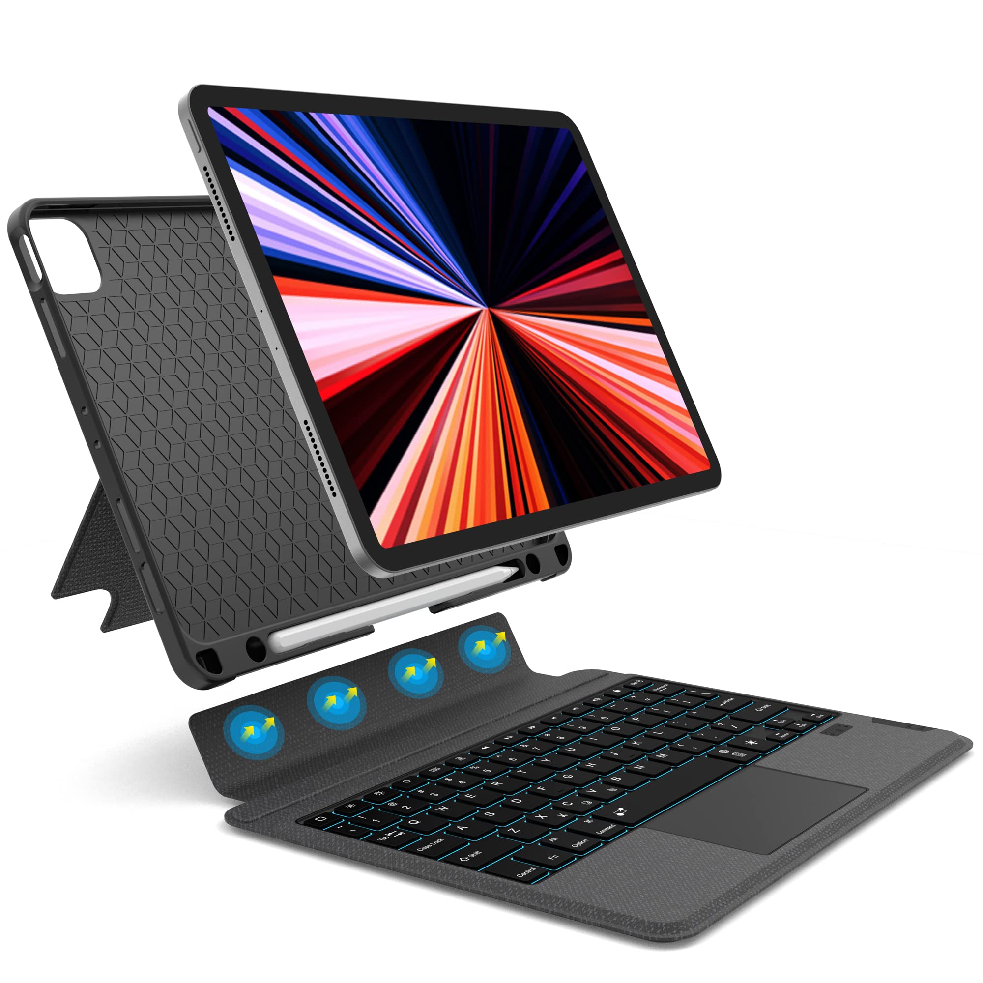 WIWU Bluetooth Magnetic Detachable Keyboard Case for iPad Pro 11-inch (2018/2020/2021) & iPad Air 4th Gen - Slim Protective Cover with Touchpad & Apple Pencil Holder | Perfect for Work, Travel & Home Office Use
