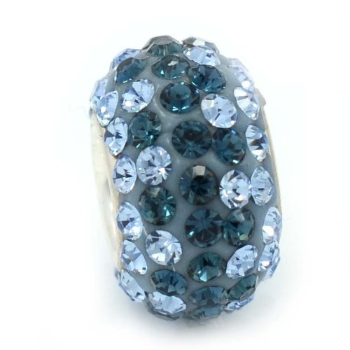 925 Sterling Silver Blue Crystal Charm Bead for Jewelry Making
