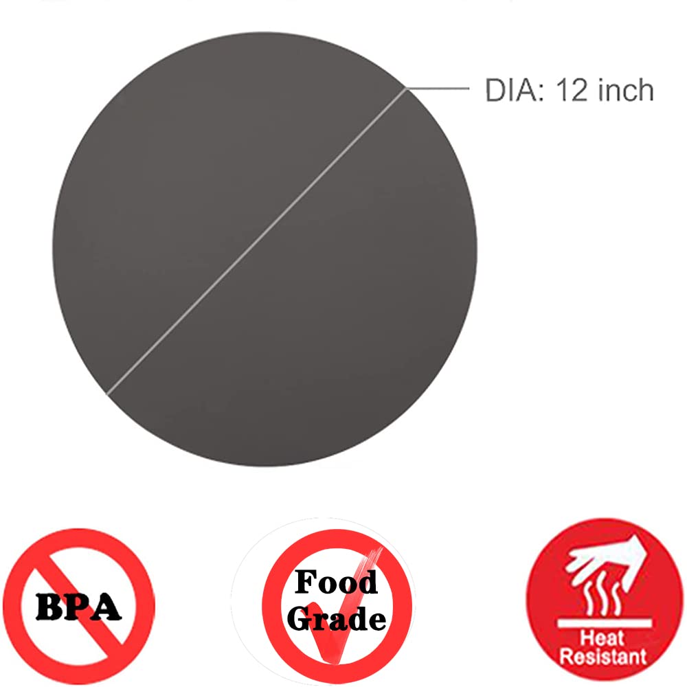 Non-Stick Silicone Baking Mat 12 Inch - Heat Resistant Oven Mat & Microwave Turntable Mat for Kitchen - 2 Pack Gray - Perfect for Baking, Cooking, Roasting & Microwave Use