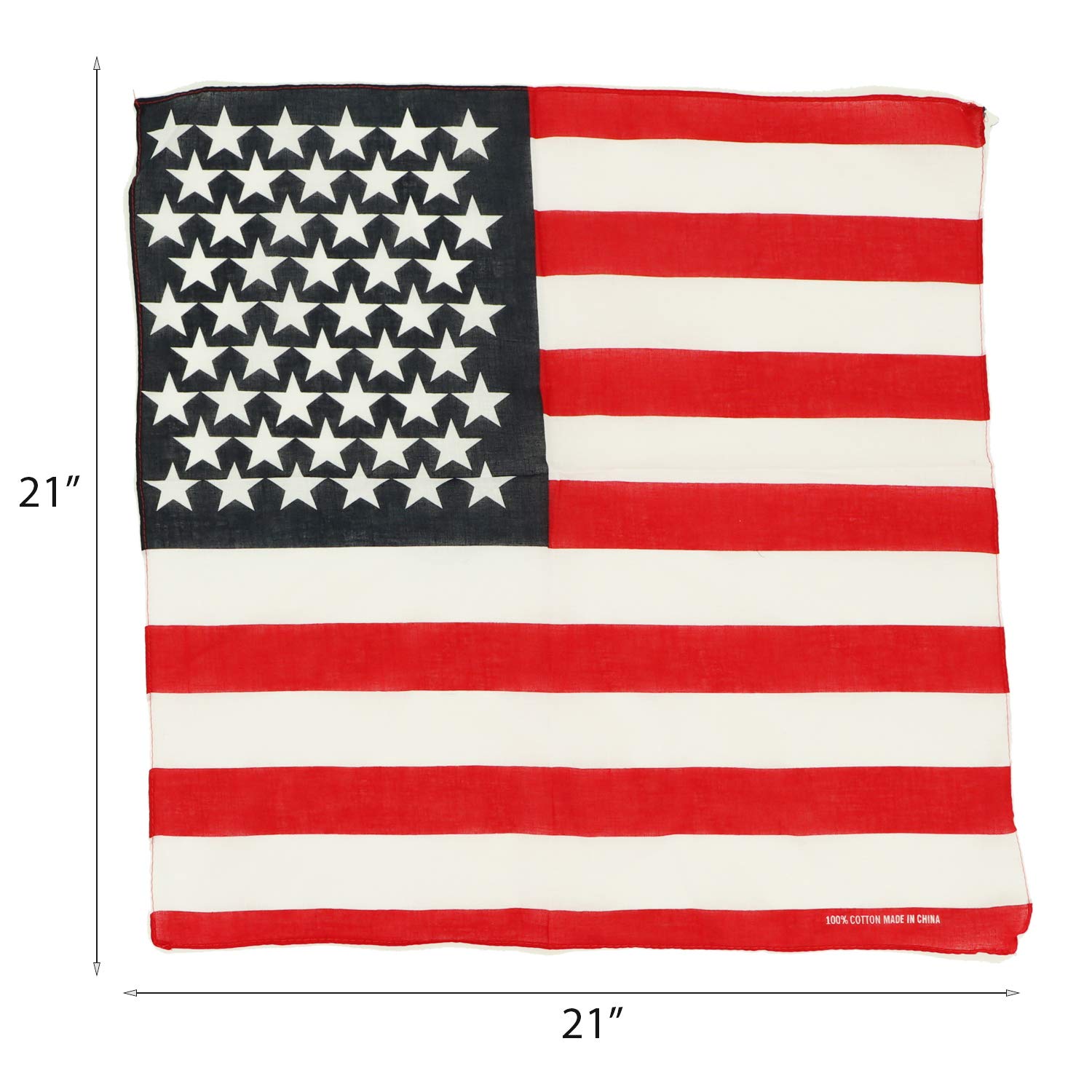 Motique Accessories USA Stars and Stripes Bandana - Patriotic American Flag Bandana - 21 Inches (One Size Fits Most) - Perfect for 4th of July, Parades, and Outdoor Adventures