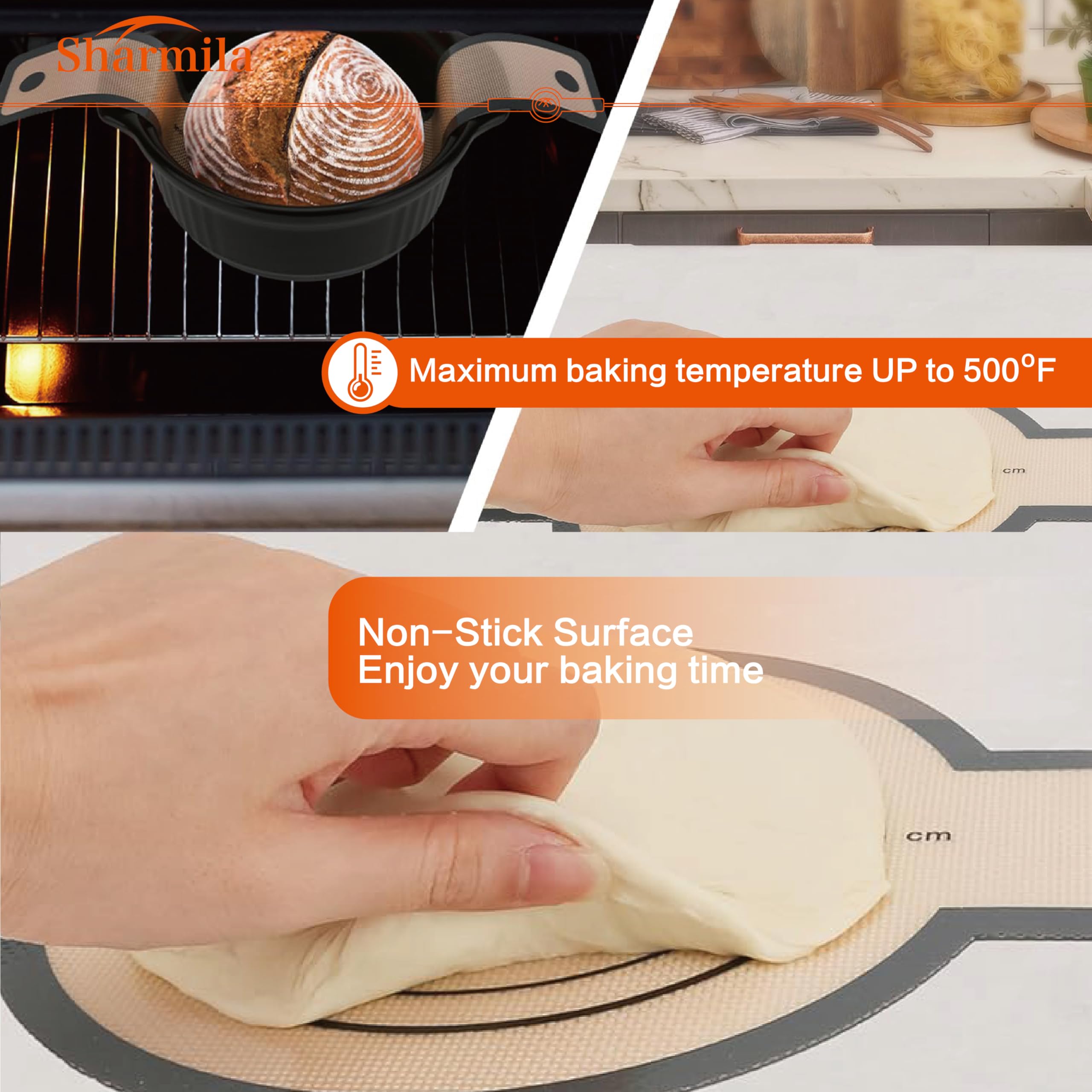 Non-Stick Silicone Bread Sling for Dutch Oven - Heat Resistant Oval & Round Loaf Lifter with Long Handles (2Pcs) - Perfect for Sourdough, Artisan Bread Baking & Easy Dough Transfer