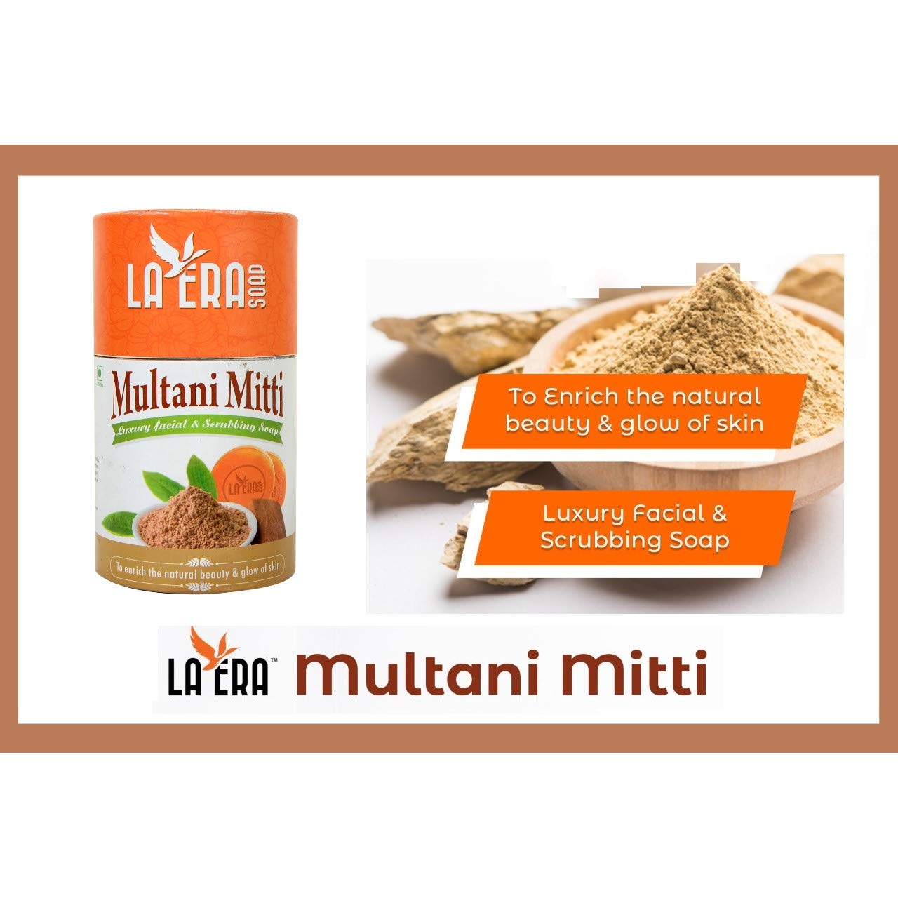 LA ERA Multani Mitti Luxury Facial & Body Scrub Soap (4 x 100g) Pack of 4 - Deep Cleansing & Exfoliating for Glowing Skin | Perfect for Daily Skincare & Spa Treatments