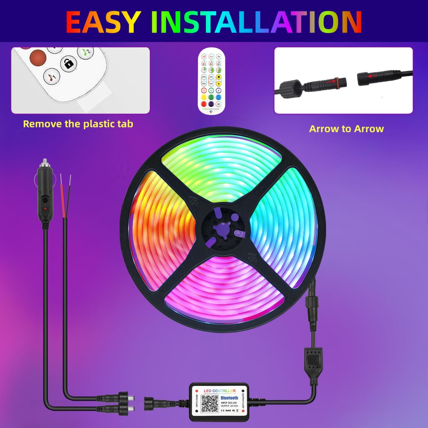 25FT LED Boat Lights - 12V APP & RF Remote Control RGB Marine Strip Lights, IP66 Waterproof for Pontoon, Bass, Fishing Boats & Yachts | Deck & Interior Lighting for Night Fishing & Party Atmosphere