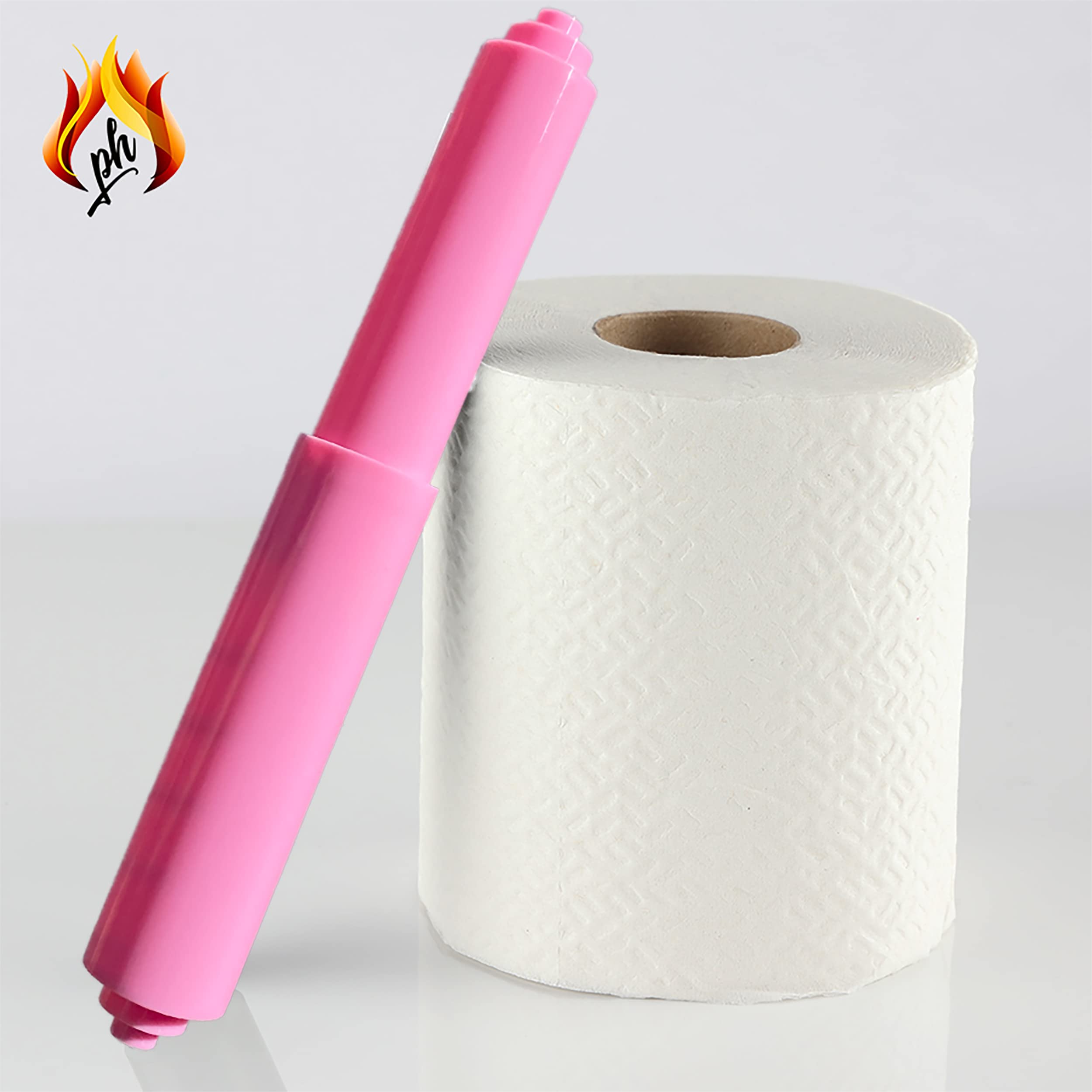 7 Inch Pink Plastic Spring Loaded Toilet Paper Roller Holder - Replacement Spindle Rod & Roll Extender for Extra Large Bathroom Tissue Rolls - Perfect for Home, Office, and RV Use