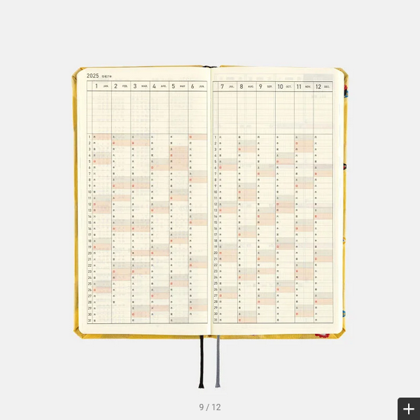 Hobonichi Weeks MEGA 2025 Planner - Hardcover Weekly Horizontal Notebook with Bow & Tie Sushi Design, English Edition | January Start, Monday Layout | Perfect for Journaling, Scheduling & Productivity Tracking