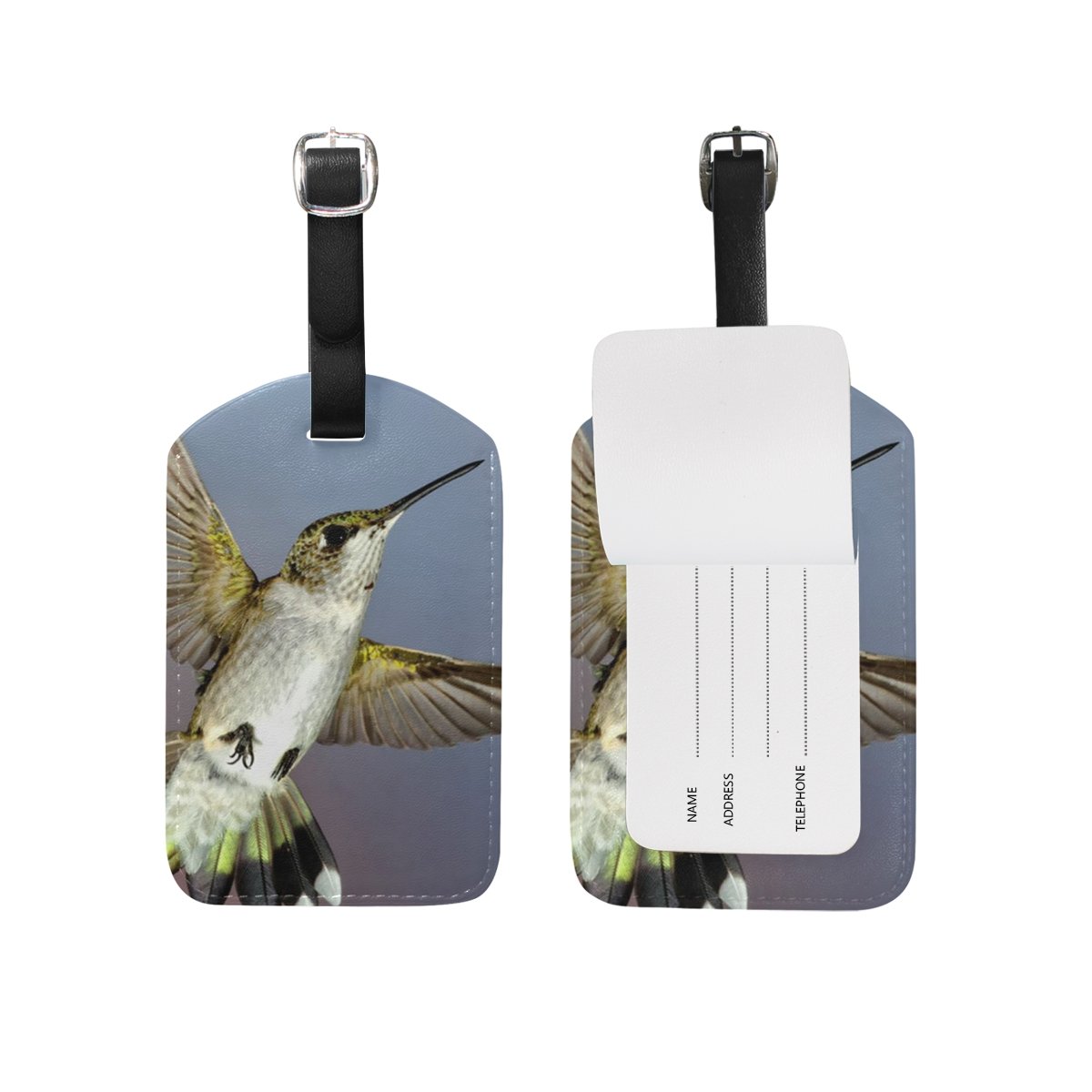 JSTEL Hummingbird Luggage Tags - Waterproof Suitcase ID Labels with Privacy Cover - Travel Accessories for Suitcases, Backpacks & Carry-Ons (Ideal for Airports, Cruises & Business Trips)