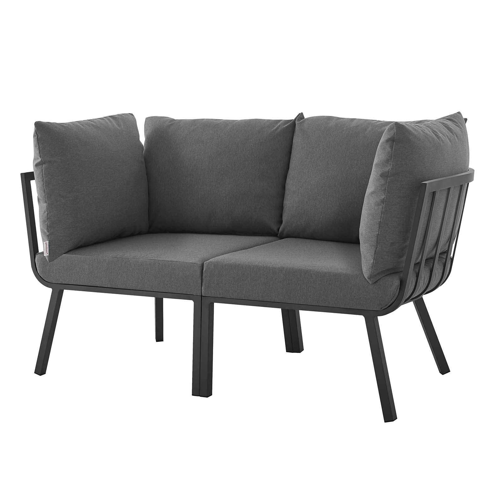 Modern Grey Aluminum Lounge Loveseat Sofa for Outdoor Patio, Balcony, Cafe, Bistro, Garden - Durable Metal Furniture for Relaxing and Entertaining