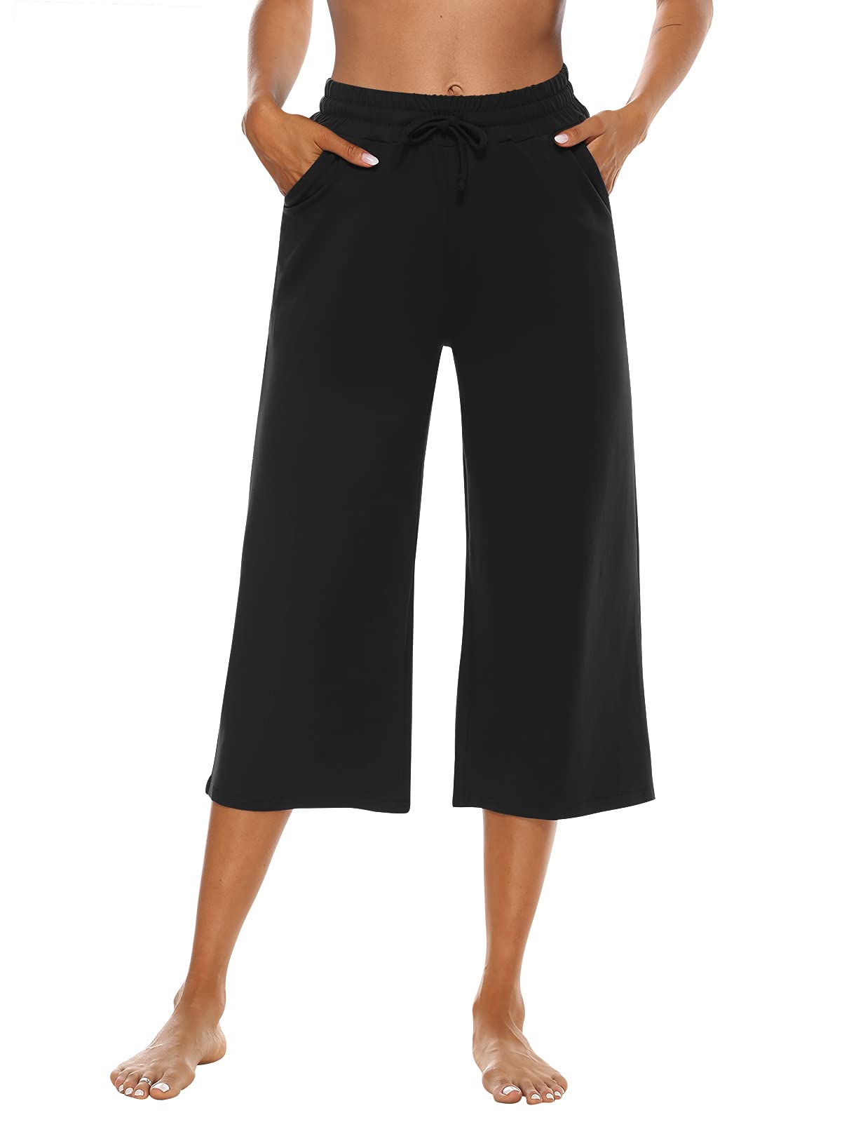 OYANUS Women's Casual Summer Capris - Loose Comfy Drawstring Wide Leg Pants with Pockets | Perfect for Beach, Yoga & Everyday Wear