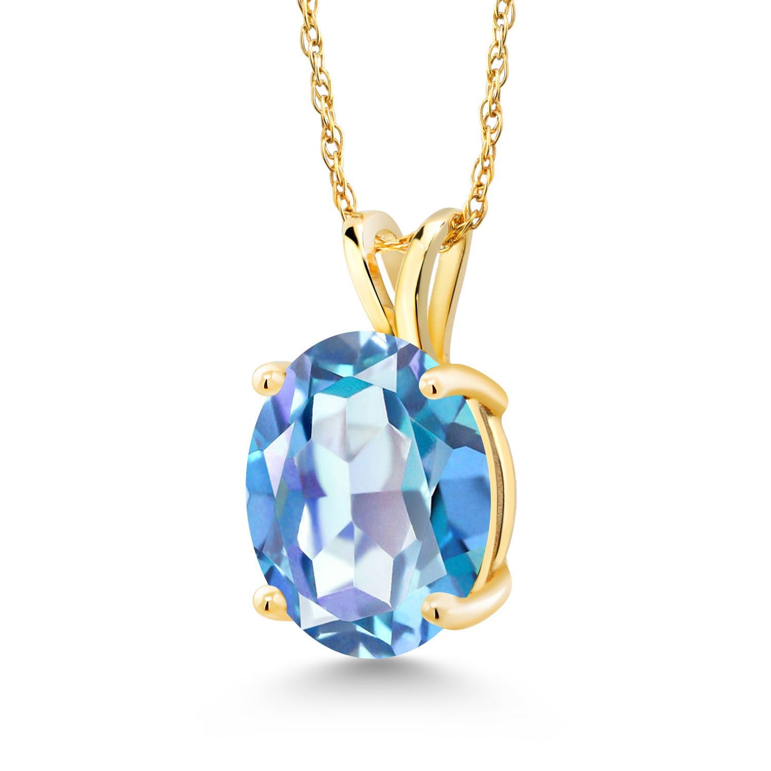 14K Yellow Gold Oval Birthstone Pendant Necklace for Women | 11x9mm Oval Gemstone | 18