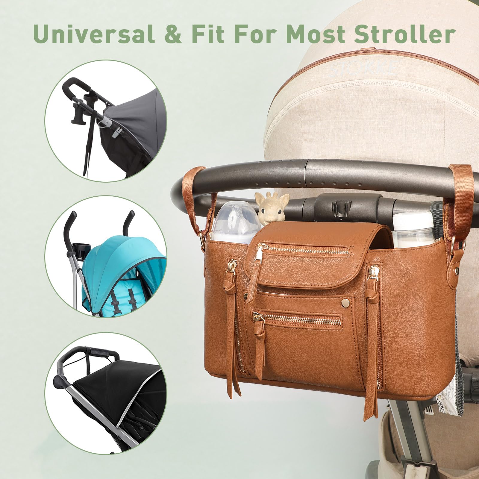 Premium Leather Diaper Backpack for Moms - Stylish Baby Bag with Changing Pad & Stroller Organizer | Perfect for Travel, Daycare & On-the-Go Parenting