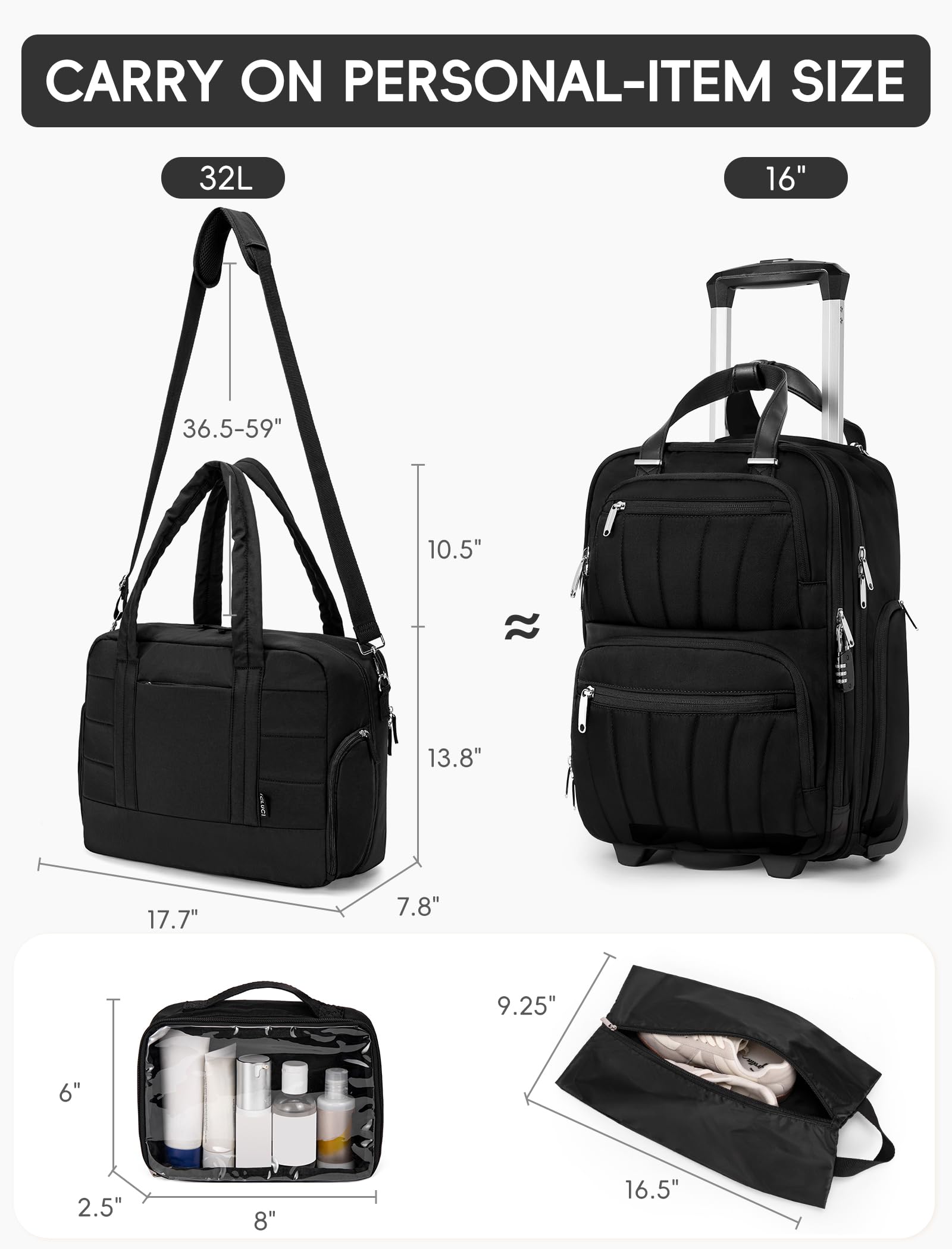 CLUCI Women's Puffer Duffel Bag - Waterproof Business Travel & Weekender Carry On with Shoe Compartment & Laptop Sleeve | Perfect for Overnight Trips, Gym, Work & Weekend Getaways