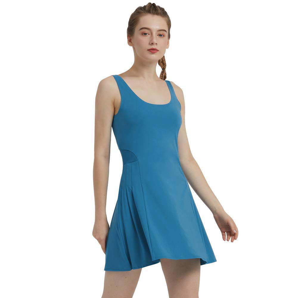 Women's Sleeveless Tennis Dress - Breathable Mesh Workout Dress for Running, Yoga & Gym - Athletic Sports Dress for Women & Girls