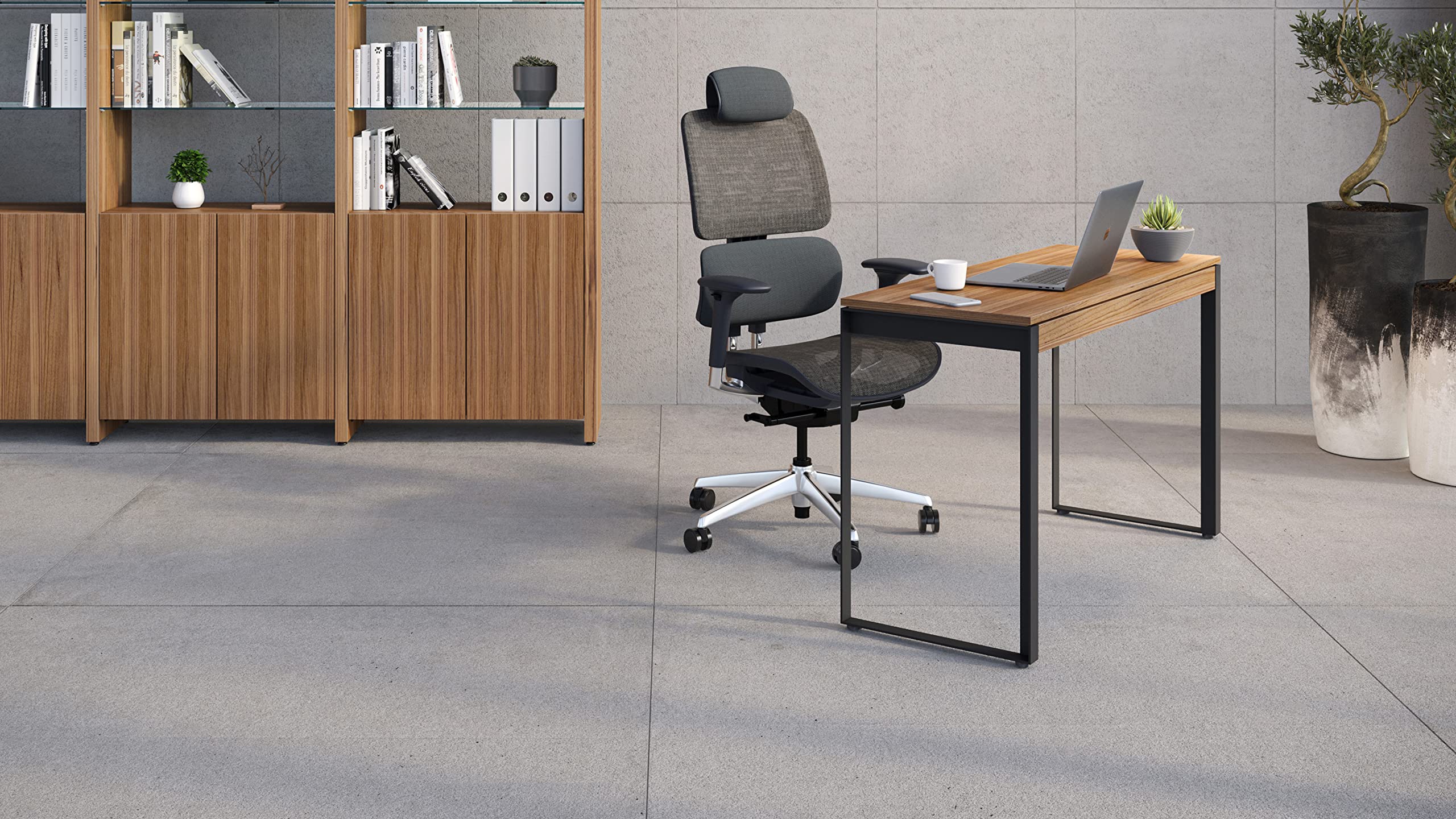 BDI Linea 6222 47.5-Inch Modern Office Desk with Keyboard Tray - Natural Walnut & Black Finish - Home Office Workstation for Remote Work & Small Spaces