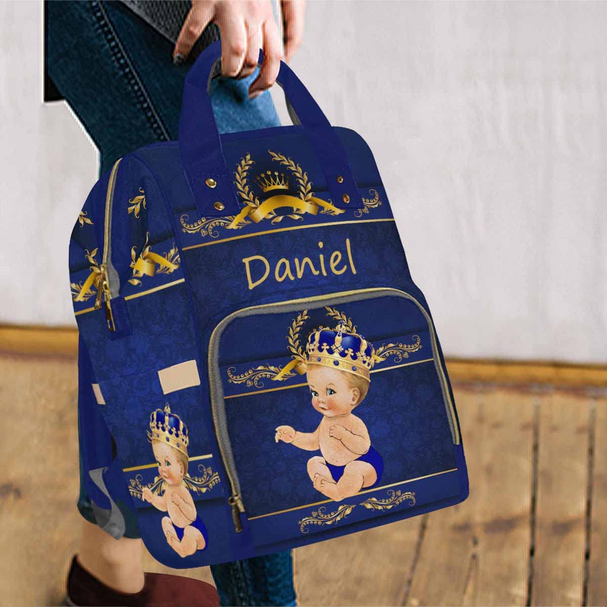 Custom Personalized Diaper Backpack for Women & Men - Princess Design Nursing Bag with Text, Fashion Shoulder Bag for Travel, Daycare & Casual Use | Perfect for Moms, Dads & Baby Essentials On-The-Go