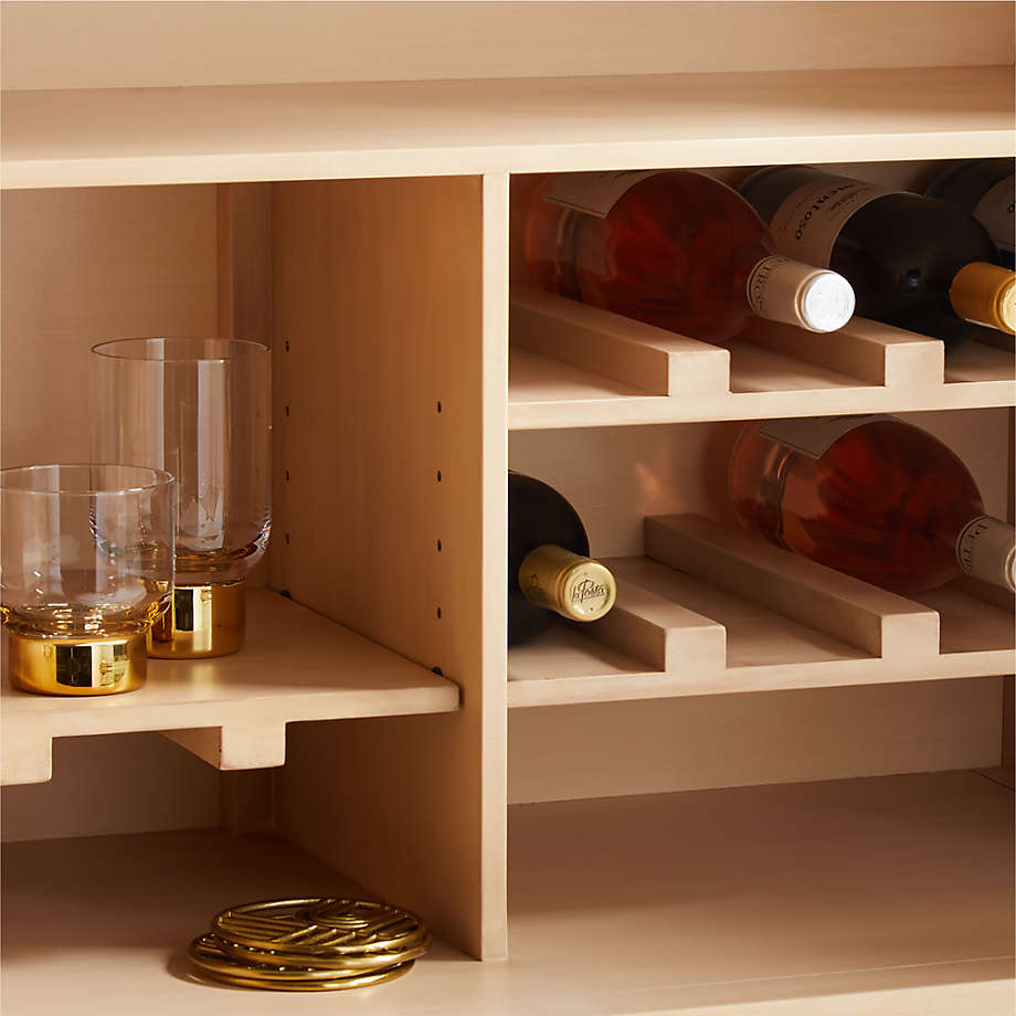 Hand Carved Fayette Bar Cabinet - Solid Wood Liquor Storage Cabinet with Glass Doors | Perfect for Home Bar, Living Room, and Dining Room Decor