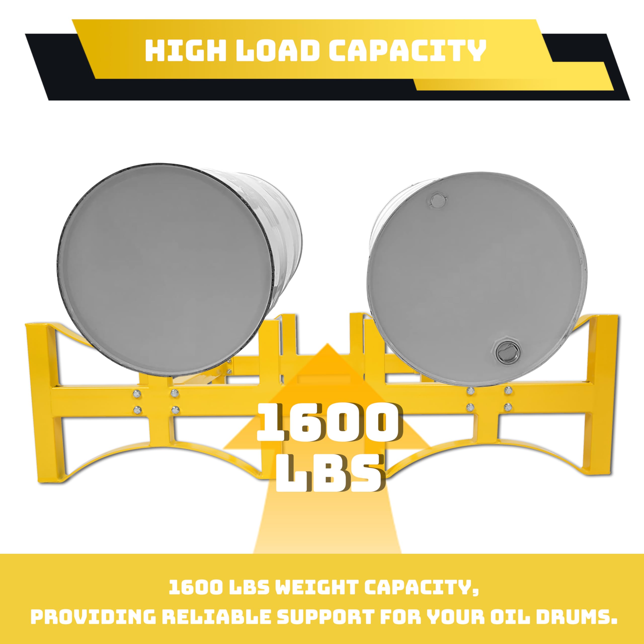 KUAFU Heavy Duty Oil Drum Rack - Stackable 55 Gallon Steel Storage Rack for 2 Barrels, 1600 lbs Load Capacity, Customizable & Stationary - Ideal for Garage, Warehouse & Industrial Oil Drum Organization
