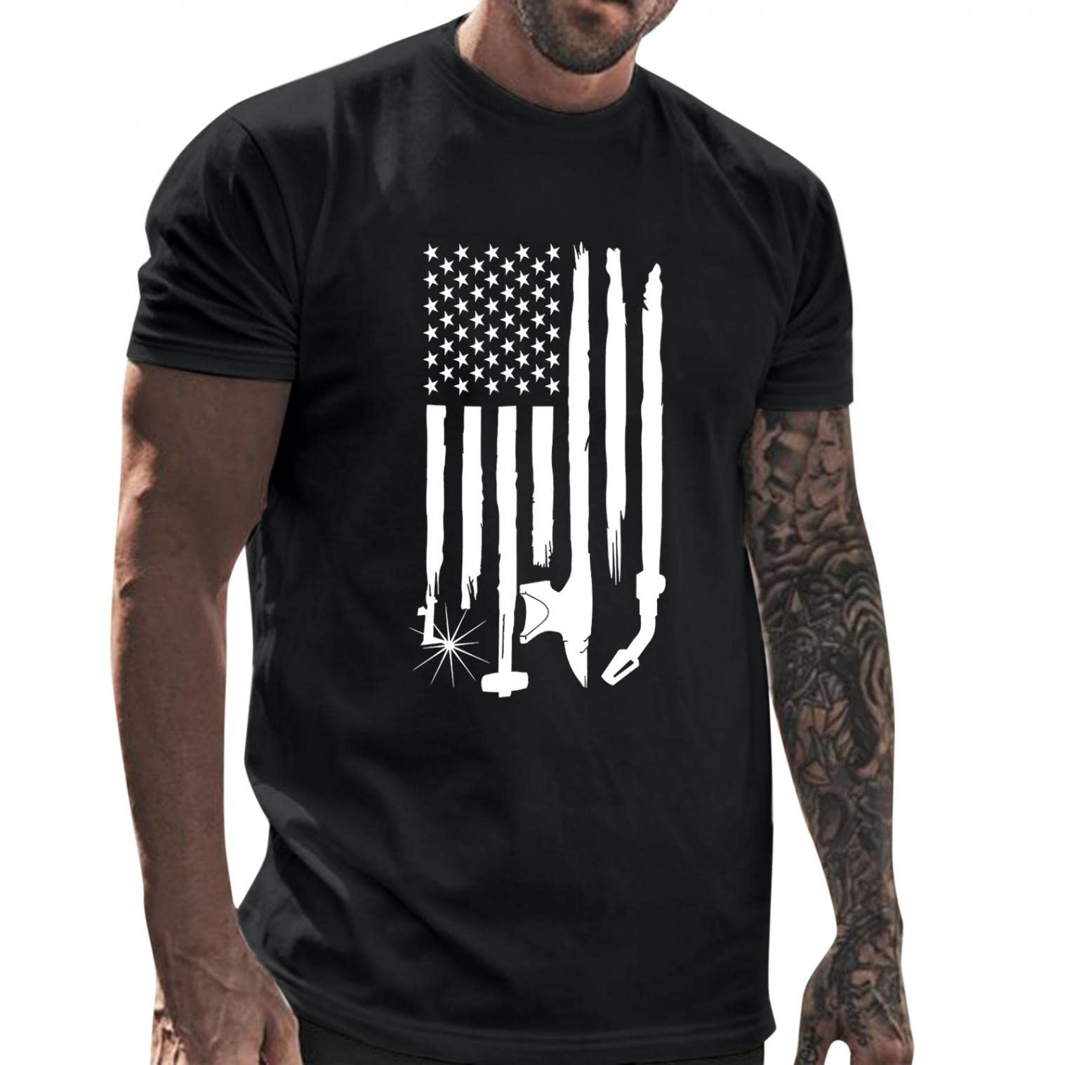 Funny Patriotic Shirts for Men - Plus Size American Flag T-Shirt | Independence Day Print Summer Short Sleeve Tops | Perfect for 4th of July Celebrations, BBQ Parties & Patriotic Events