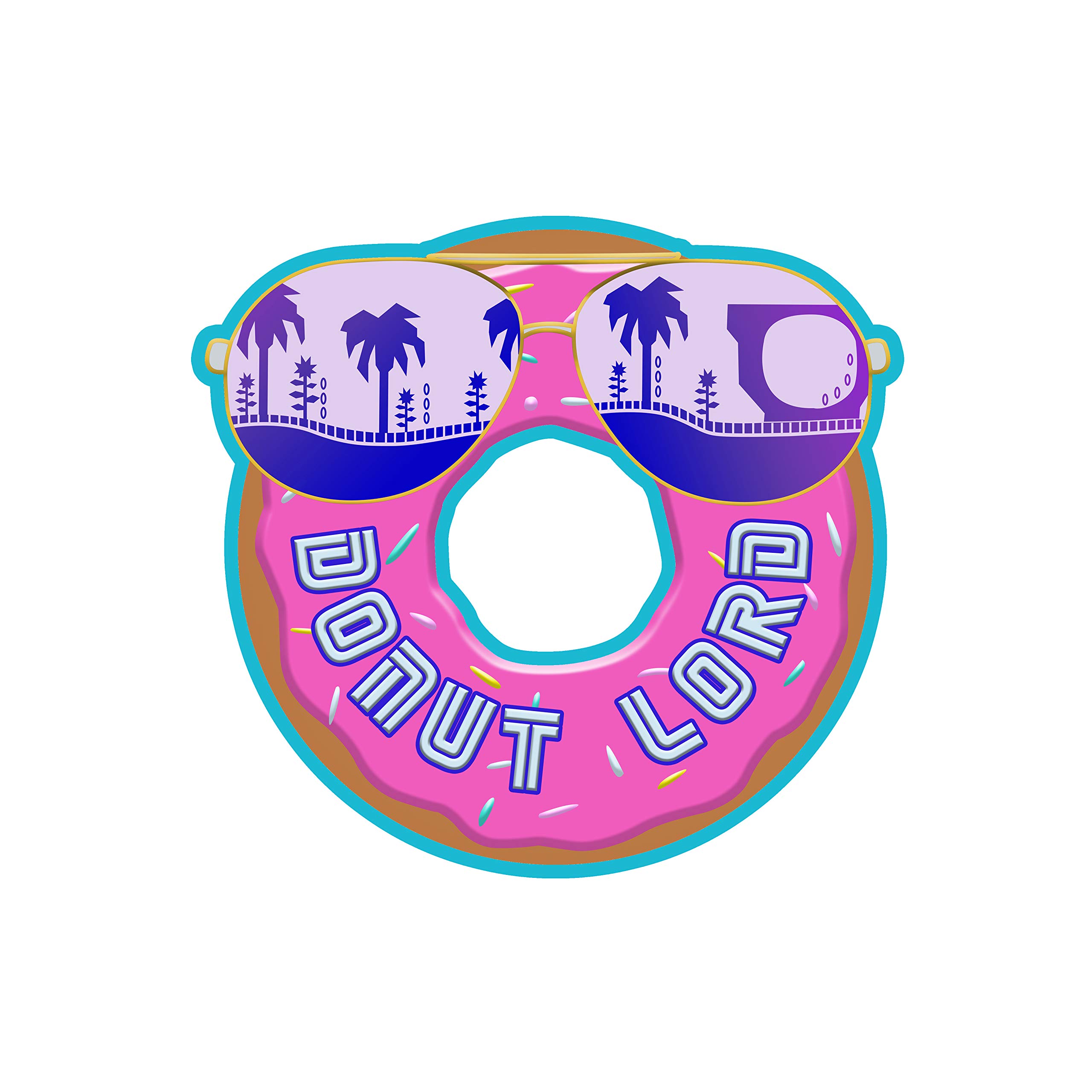 Donut Lord Sunglasses Reflection Sprinkle Iced Doughnut Game Film Parody Vinyl Sticker - 4 Inch Die-Cut Decal for Laptops, Water Bottles & Skateboards - Fun Pop Culture Accessory