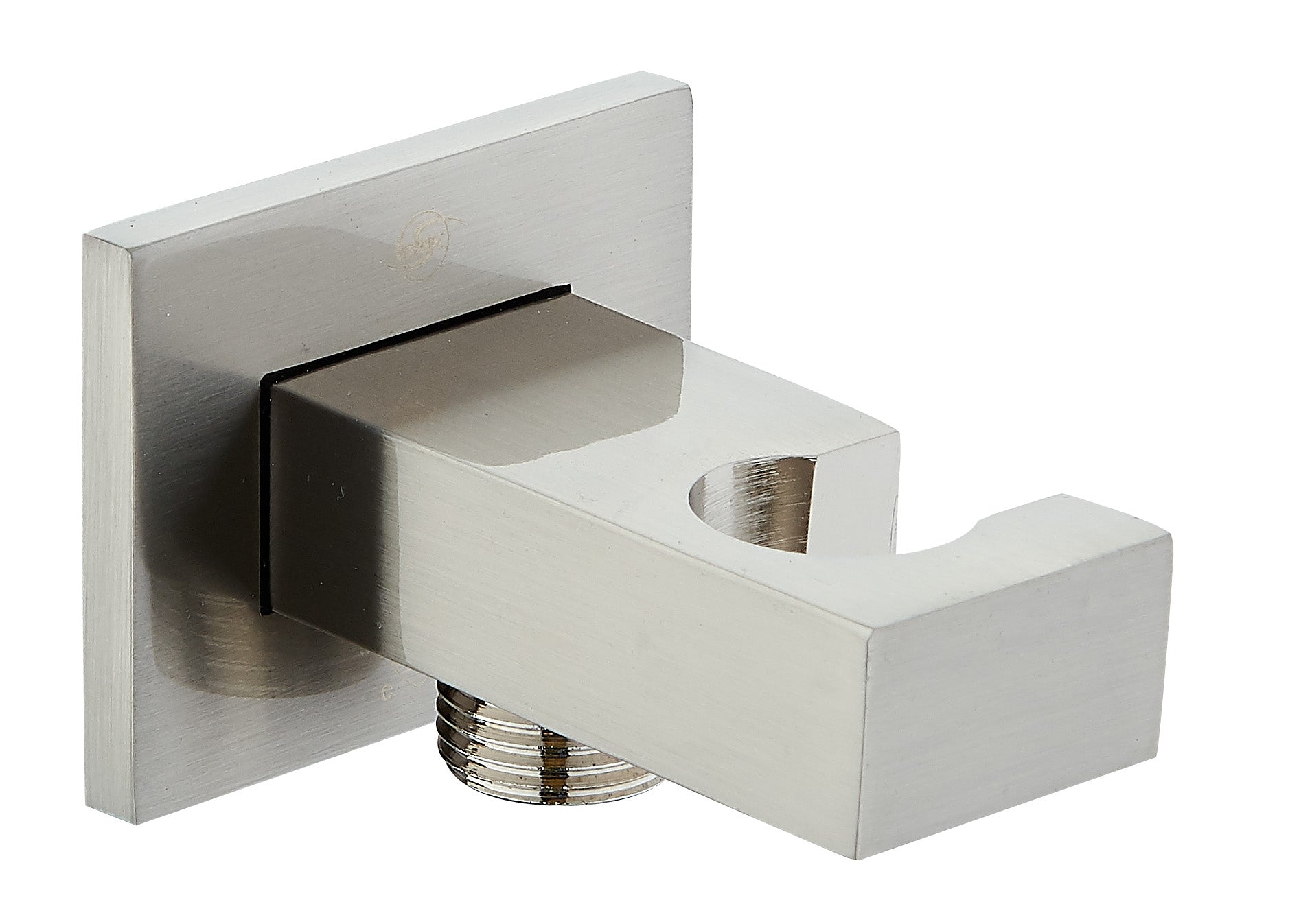 DAX 078 BN Brass Square Hand Shower Holder with Hose Connector - Brushed Nickel Finish for Bathroom, Shower, and Spa Use