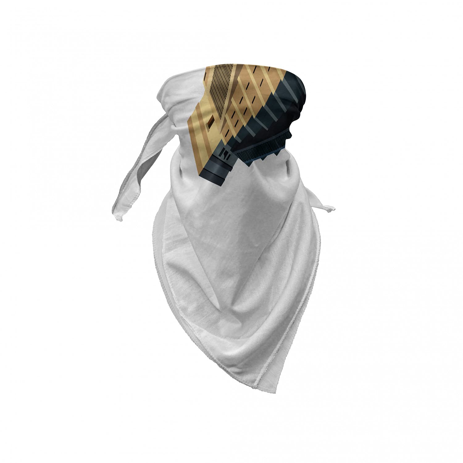 Ambesonne Unisex Bandana - Mayan Pyramid Design in Sand Brown & White | Soft & Breathable for Outdoor Activities, Hiking, and Fashion Accessories