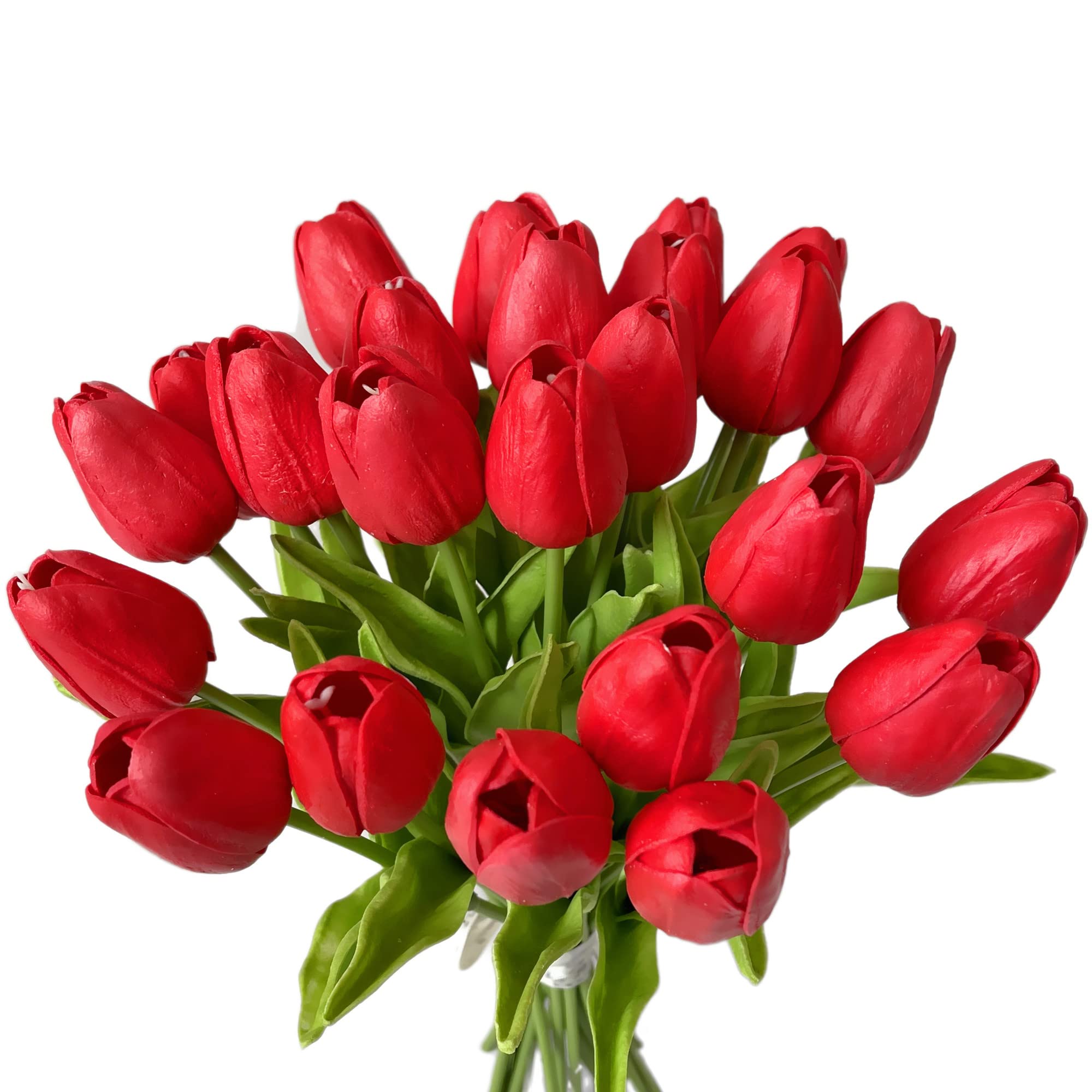 UKELER 24 Pcs Fragrant Red Artificial Tulip Flowers - 13.5 Inch Tall Silk Tulips for Home Decor, Kitchen, Wedding Centerpieces, Wreath Arrangements - Perfect for Spring Decor, Table Centerpieces & DIY Floral Projects