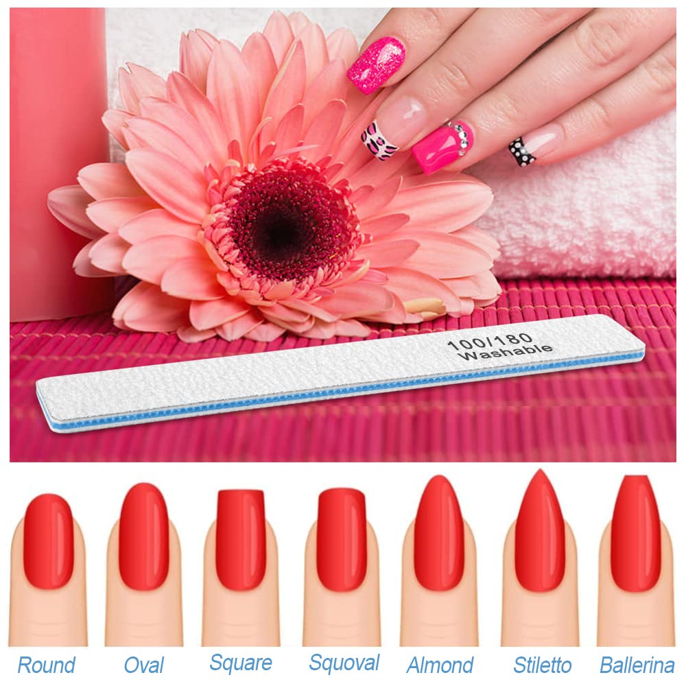 50 Pcs Nail File Set - 100/180 Grit Emery Boards for Acrylic & Natural Nails, Heavy Duty Nail Filler for Home, Salon & Professional Manicure/Pedicure Use - Strong Coarse Nail Files for Smoothing & Shaping