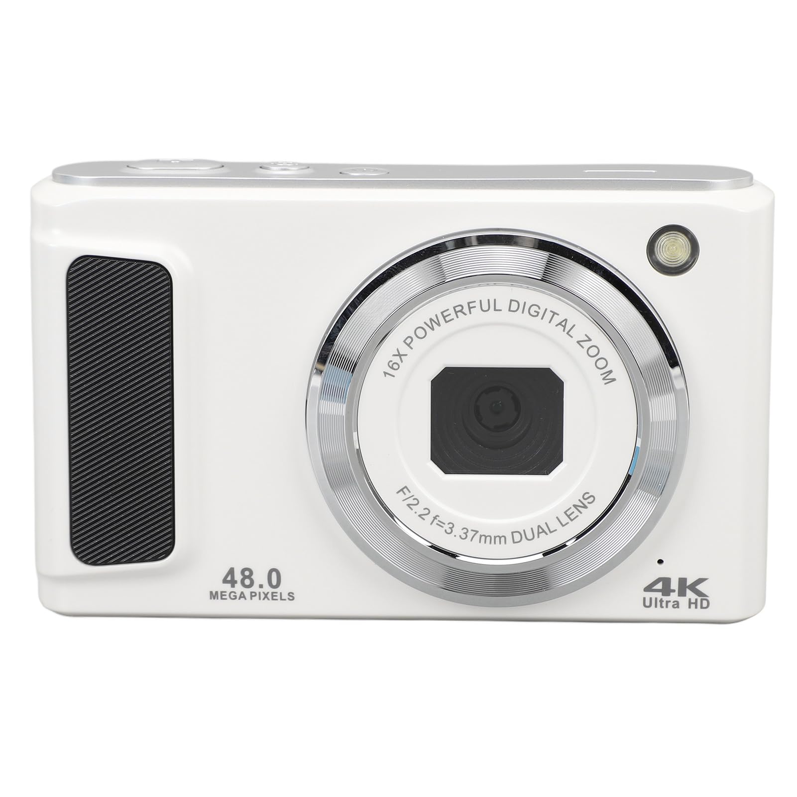 48MP Vlog Camera with 4K UHD Video & Image Stabilization - Compact Digital Camera for YouTube, Travel Vlogging & Content Creation (White)