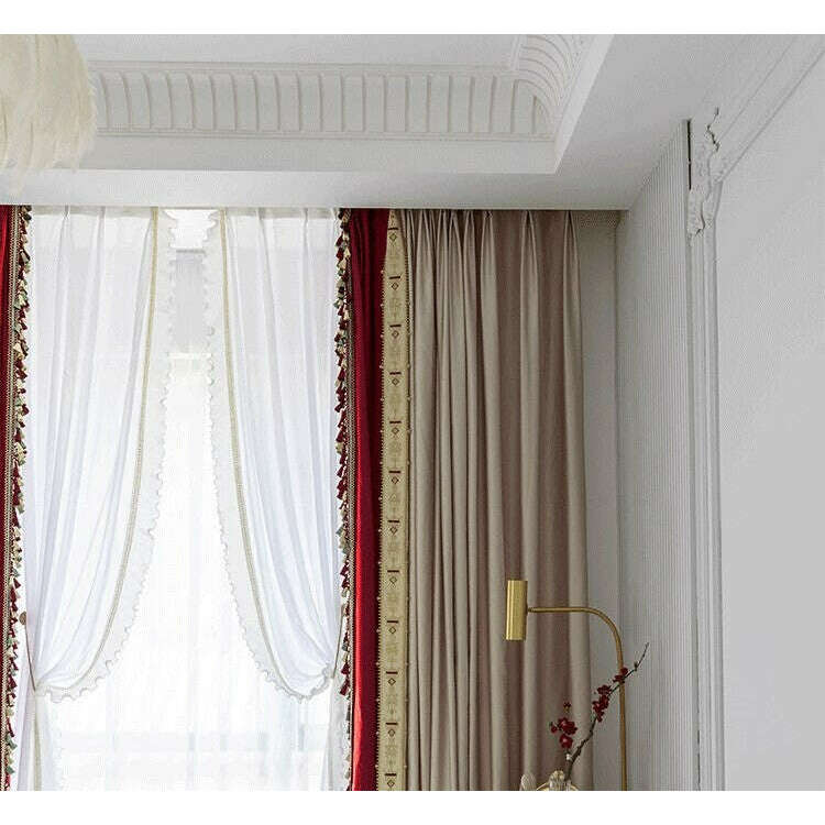 Ethan European Style Luxury Satin Curtains - Soft Beige & Blush Pink Window Drapes for Living Room & Bedroom Elegant Decor