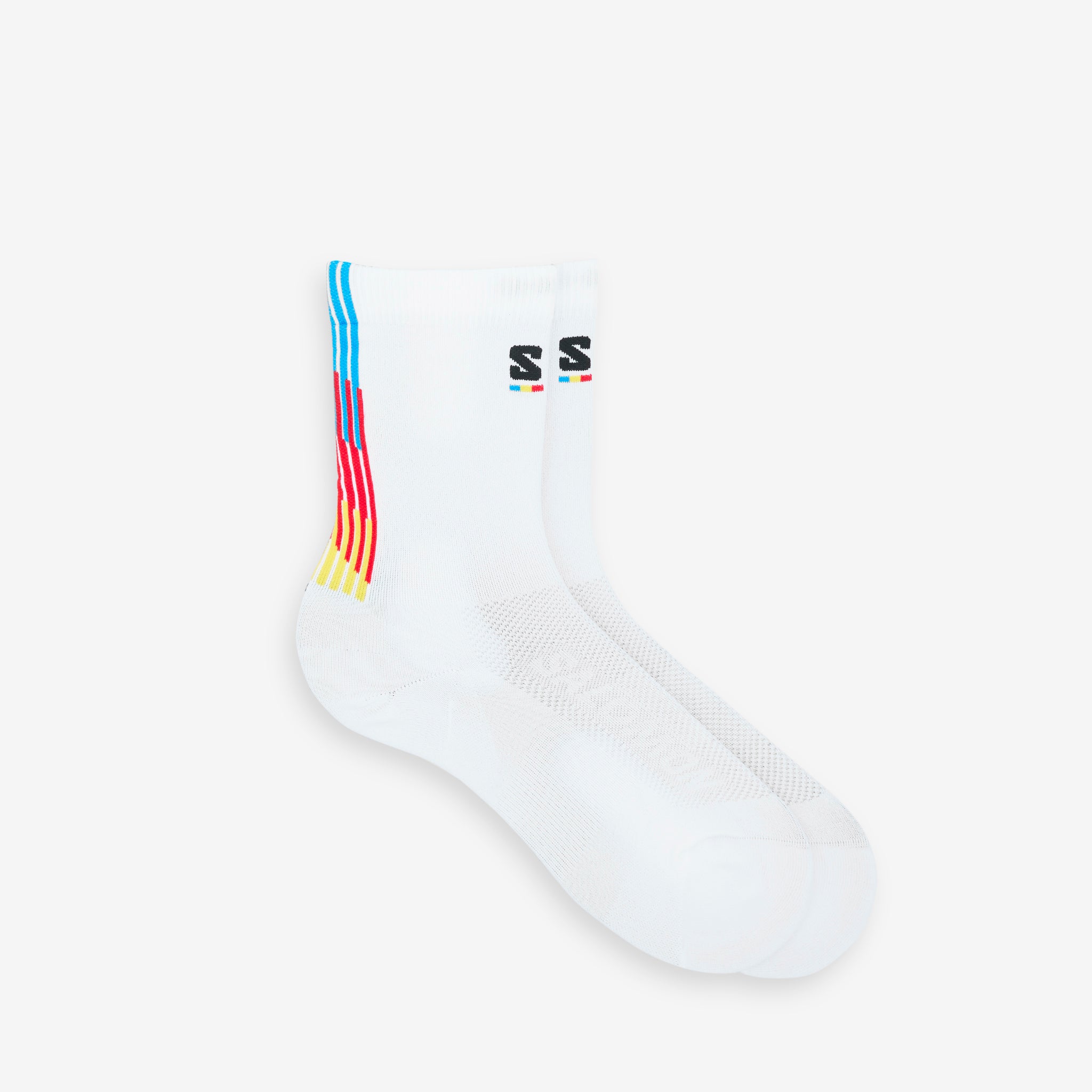 Pulse Race Flag Crew Socks - White Athletic Socks for Running, Sports & Casual Wear - Comfortable Performance Socks for Men & Women