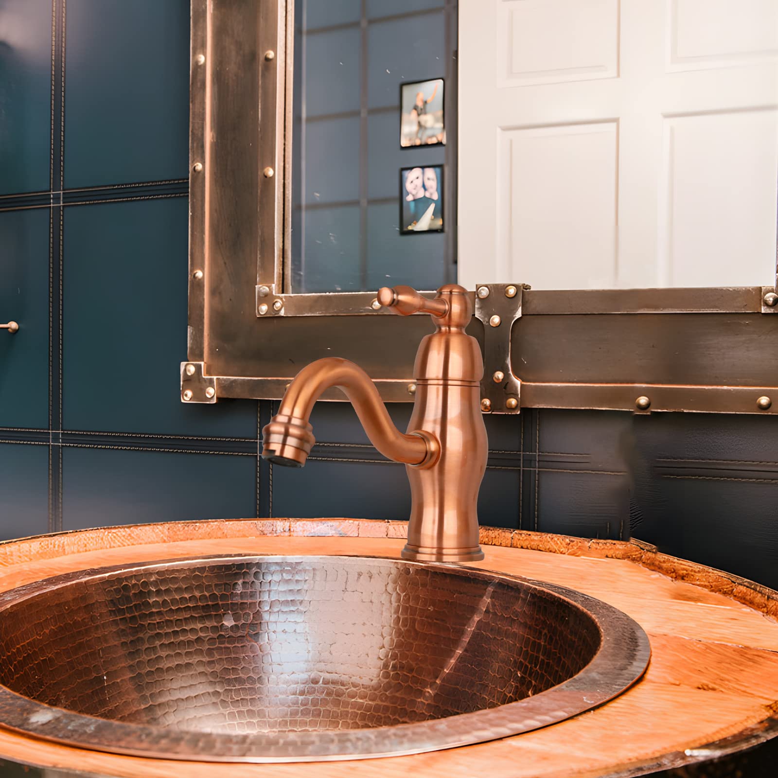 Akicon Single Hole Copper Bathroom Sink Faucet - 1-Handle Modern Basin Faucet for Bathroom Vanity & Powder Room (Oil Rubbed Bronze Finish) - Perfect for Home Renovation & Luxury Hotel Upgrades