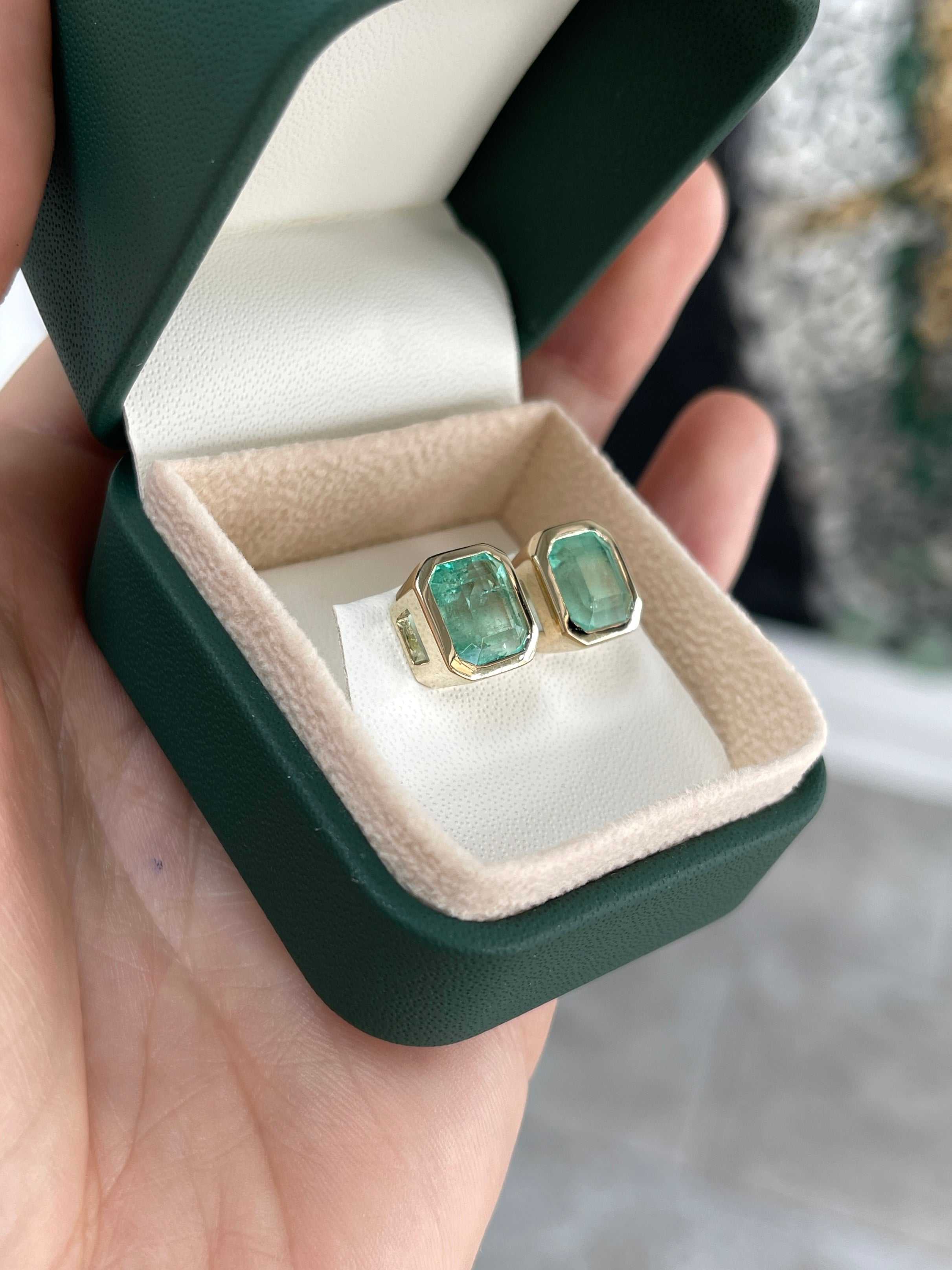 6.80tcw Bezel Set Natural Colombian Emerald Stud Earrings for Women – Elegant Green Gemstone Jewelry for Parties, Weddings & Special Occasions