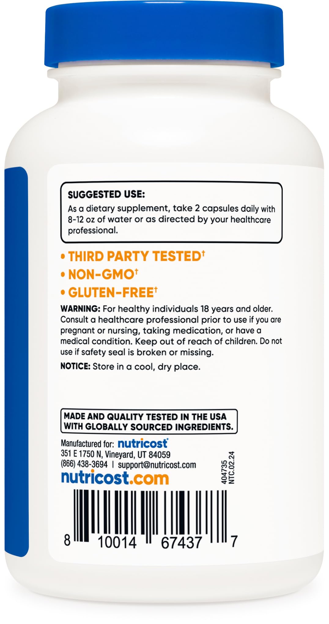 Nutricost Strontium Capsules 750mg, 120 Count - Vegetarian, Non-GMO, Gluten Free Supplement for Bone Health & Joint Support - Perfect for Daily Wellness Routine