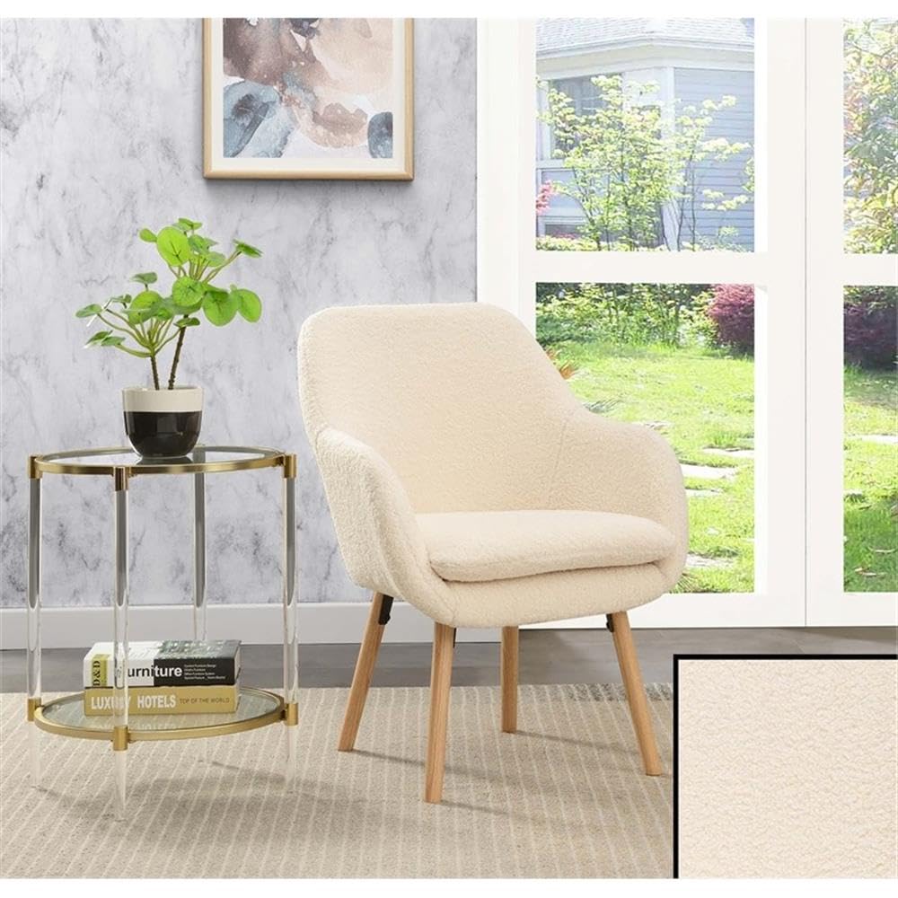 Home Square Charlotte Sherpa Furniture Accent Chair in Off White - Set of 2 Cozy Living Room Chairs for Small Spaces, Perfect for Reading Nook or Bedroom Sitting Area