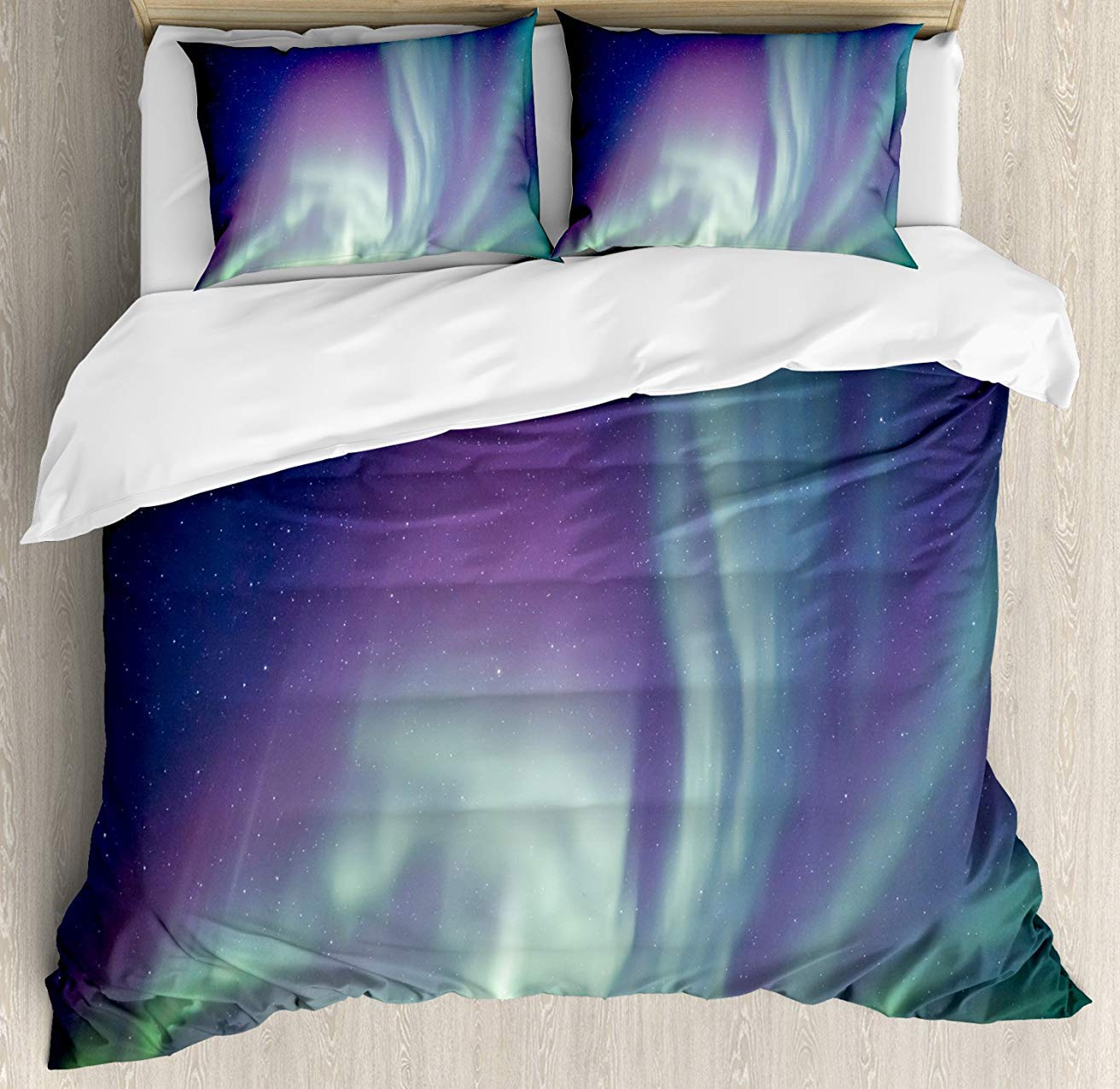 Aurora Borealis 3-Piece Twin Bedding Set - Soft Comforter Duvet Cover with 2 Decorative Pillowcases | Kids, Teens & Adults Bedspread | Solar Starry Sky Design for Cozy Nights & Dreamy Bedrooms