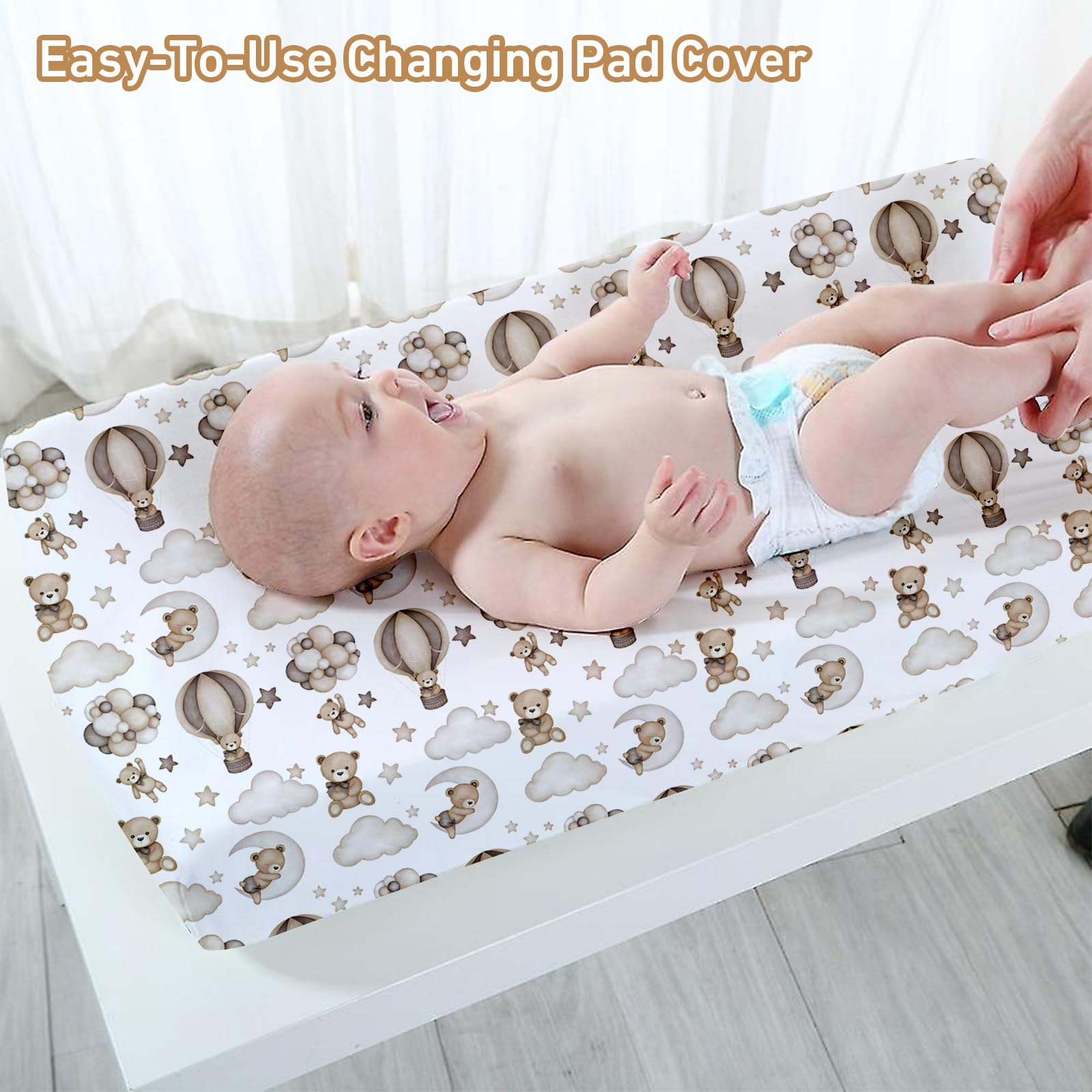Personalized Balloon Bear 5-Piece Crib Bedding Set - Custom Name Baby Bedding for Boys & Girls, Soft White Nursery Sheets, Perfect Newborn Gift for Baby Showers & Nursery Decor