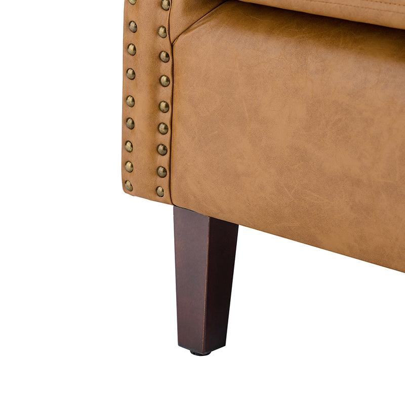 Luna Faux Leather Armchair - Modern PU Leather Accent Chair for Living Room, Bedroom & Office - Comfortable Mid-Century Style Lounge Chair with Sturdy Metal Legs