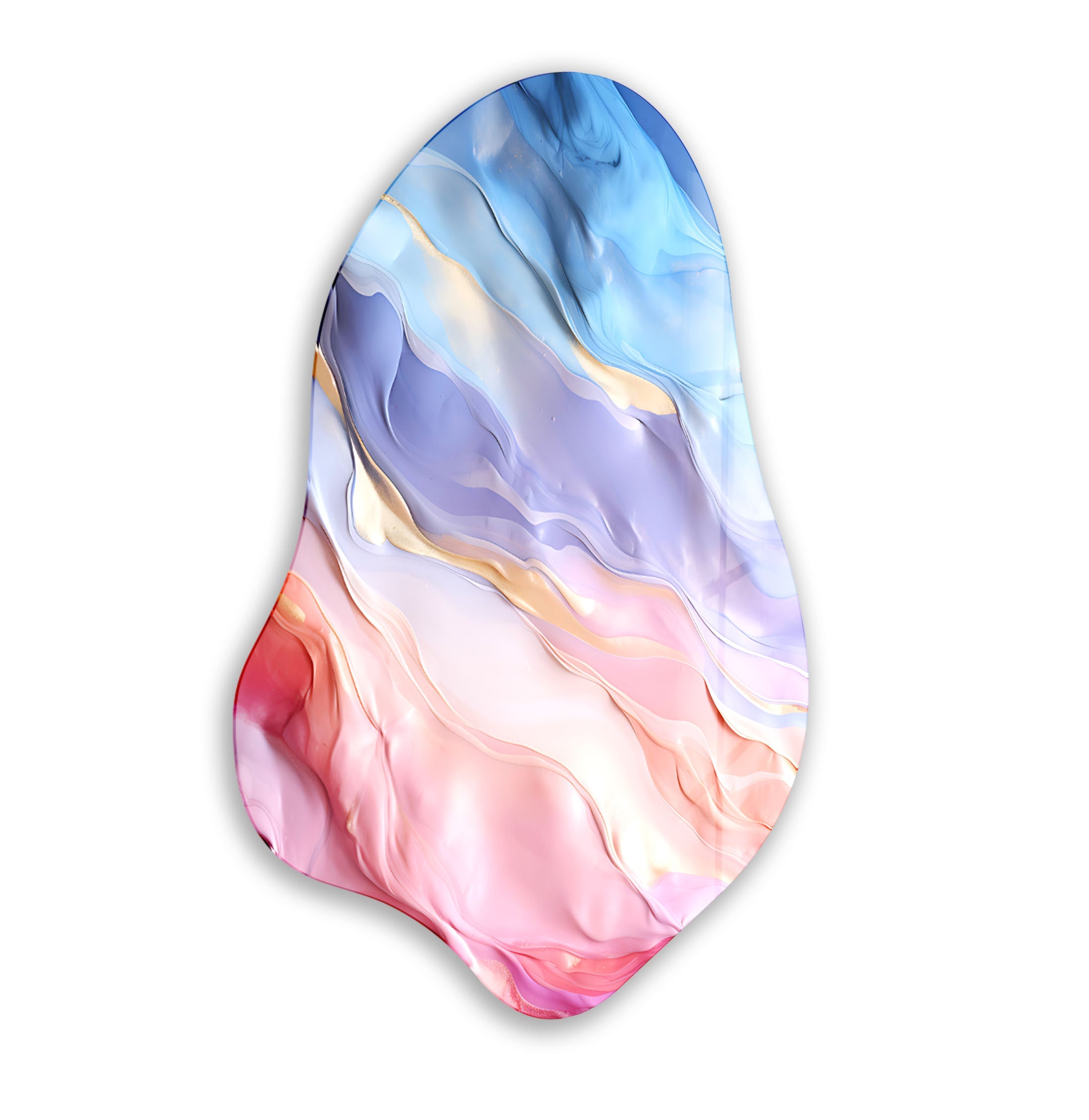 Abstract Pink Irregular Glass Wall Art - Modern Handmade Decor for Living Room, Bedroom & Office - Unique 3D Textured Hanging Art Piece for Home & Office Decor