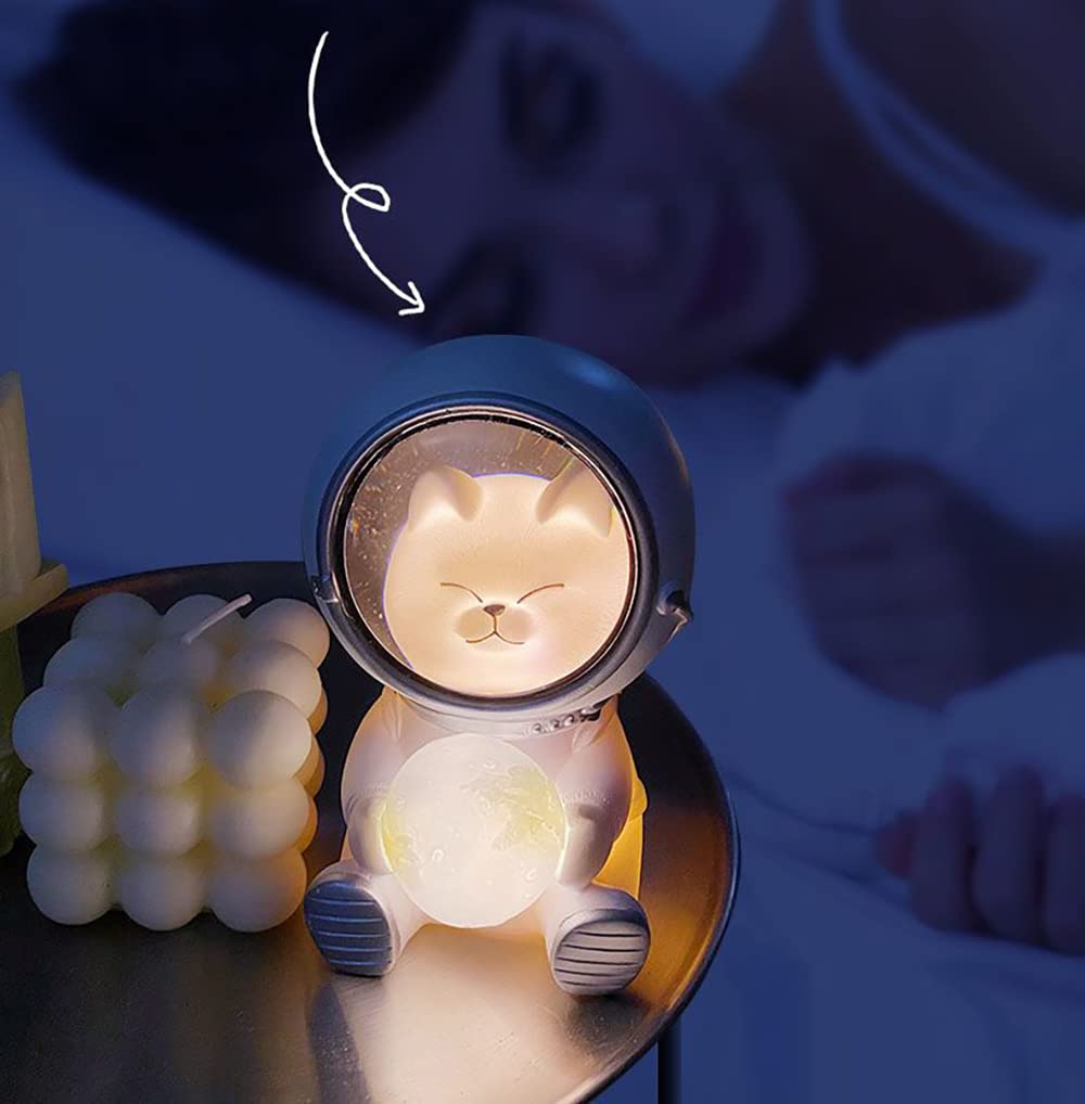Astronaut Cat Night Light - Cute Spaceman LED Desk Lamp for Kids Room, Bedroom & Office Decor | Dimmable Nursery Light, Gift for Boys Girls, Home Decoration