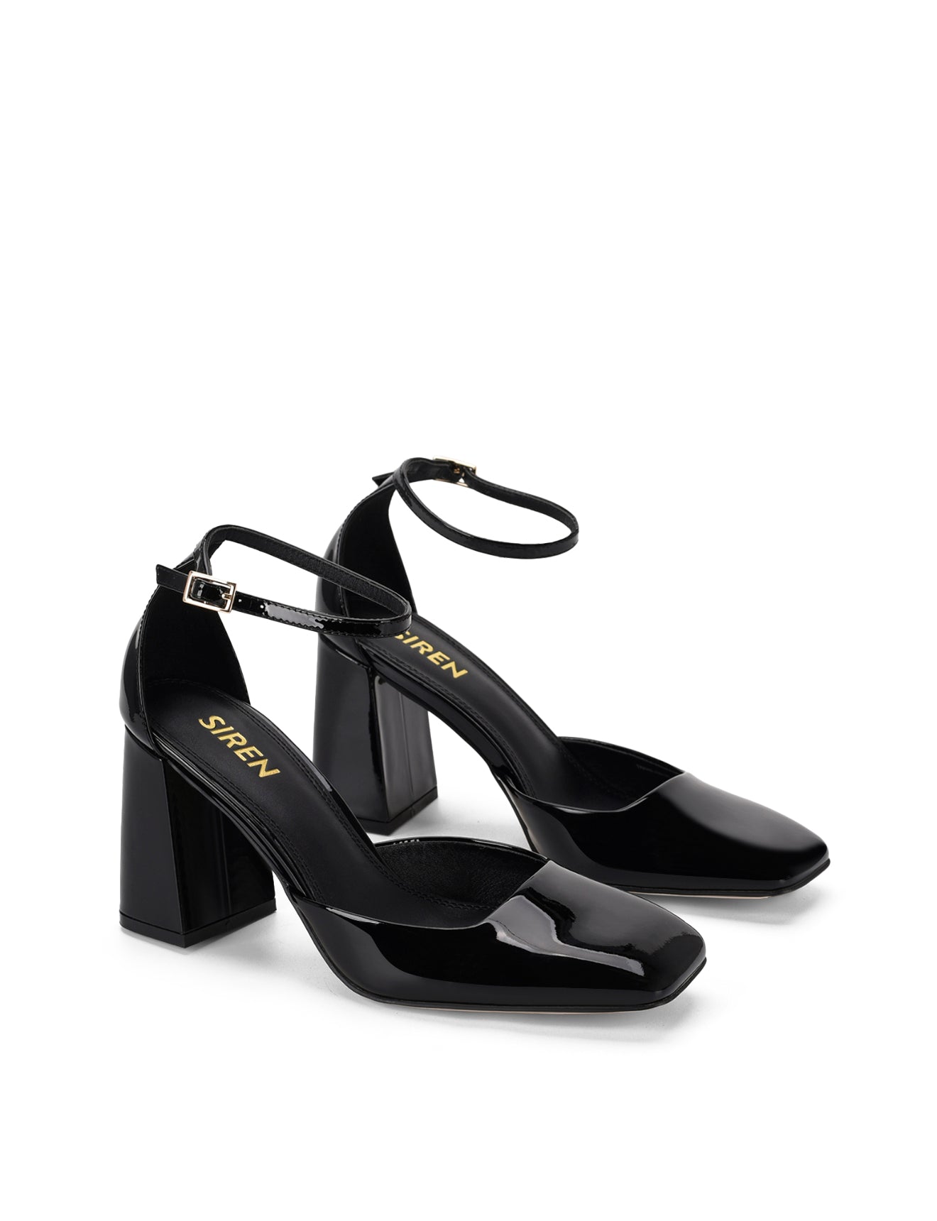 Travis Women's Closed Toe Block Heel Pumps - Black Patent Leather Dress Shoes for Office, Wedding & Formal Occasions