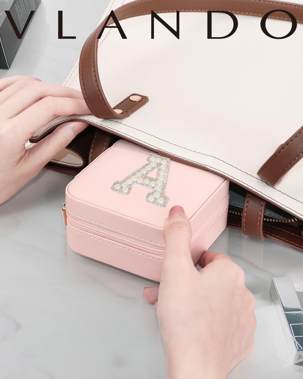 Personalized Initial Jewelry Organizer Box for Women & Girls - Travel Jewelry Case with Letter S in Pink, Perfect Gift for Sister, Daughter, or Friend - Ideal for Travel, Home Storage, and Special Occasions